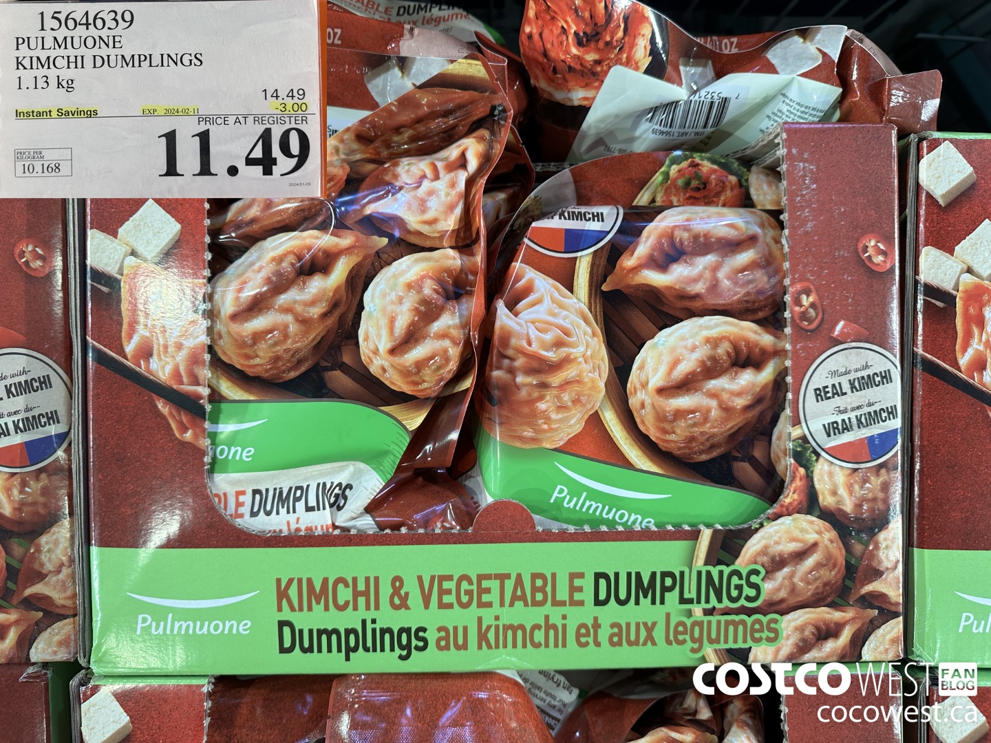 1564639 PULMUONE KIMCHI DUMPLINGS 1.13 kg ($3.00 INSTANT SAVINGS EXPIRES ON 2024-02-11) $11.49