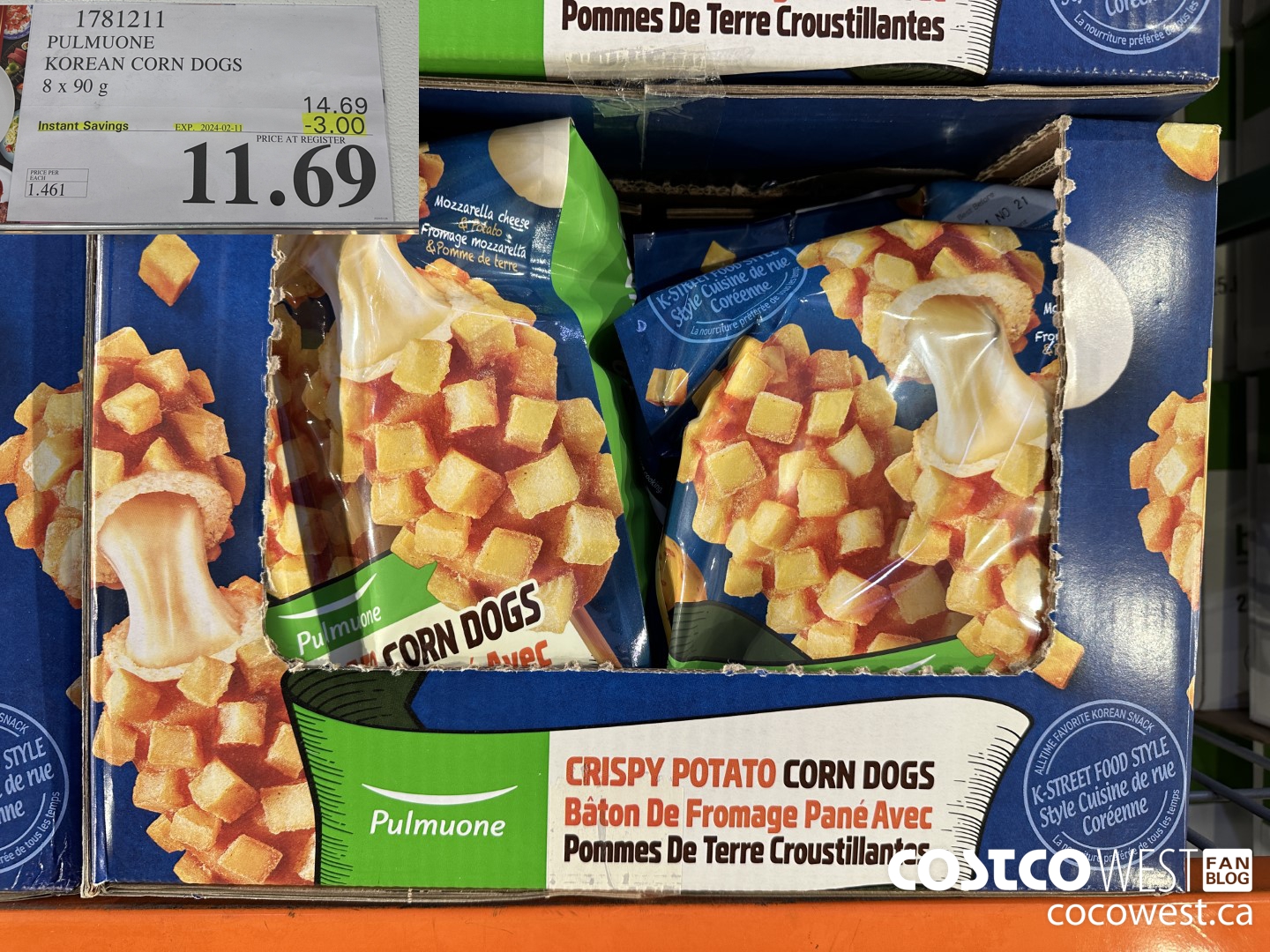 1781211 PULMUONE KOREAN CORN DOGS 8 X 90 G ($3.00 INSTANT SAVINGS EXPIRES ON 2024-02-11) $11.69