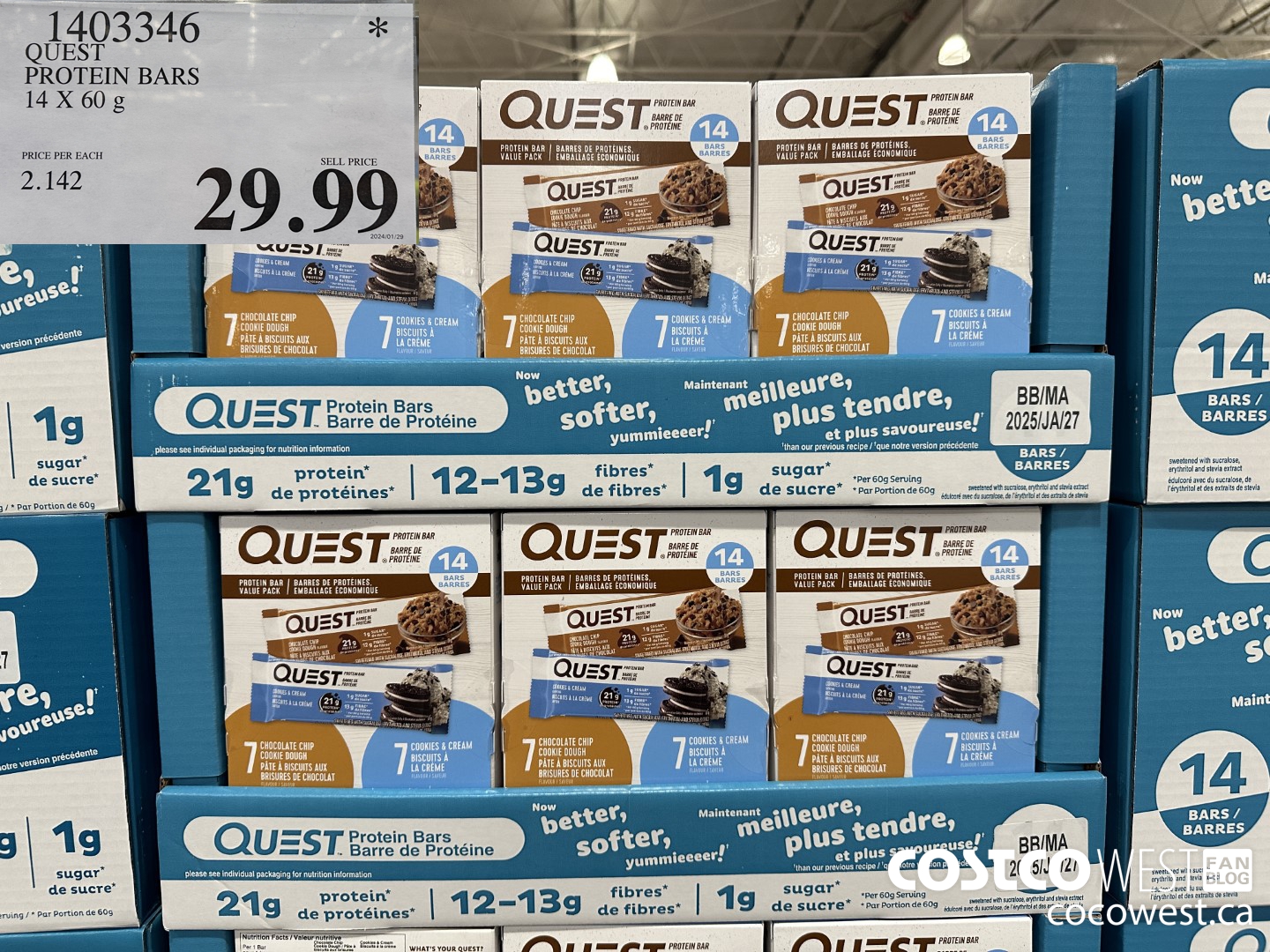 1403346 QUEST PROTEIN BARS 14 X 60g $29.99