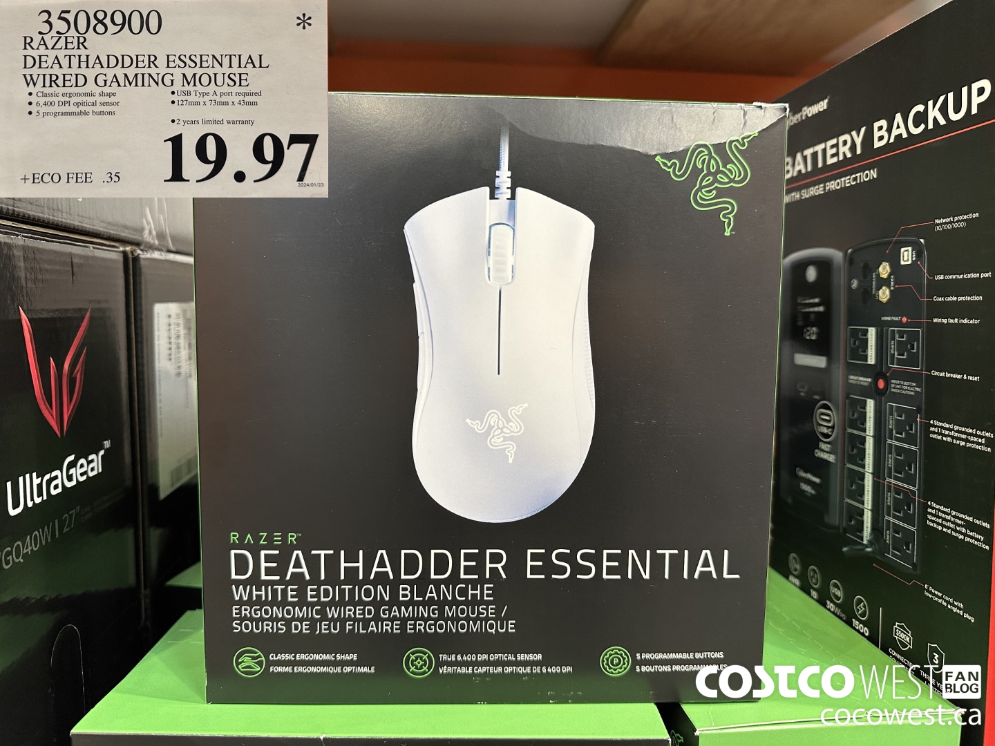 3508900 RAZER DEATHADDER ESSENTIAL WIRED GAMING MOUSE $19.97