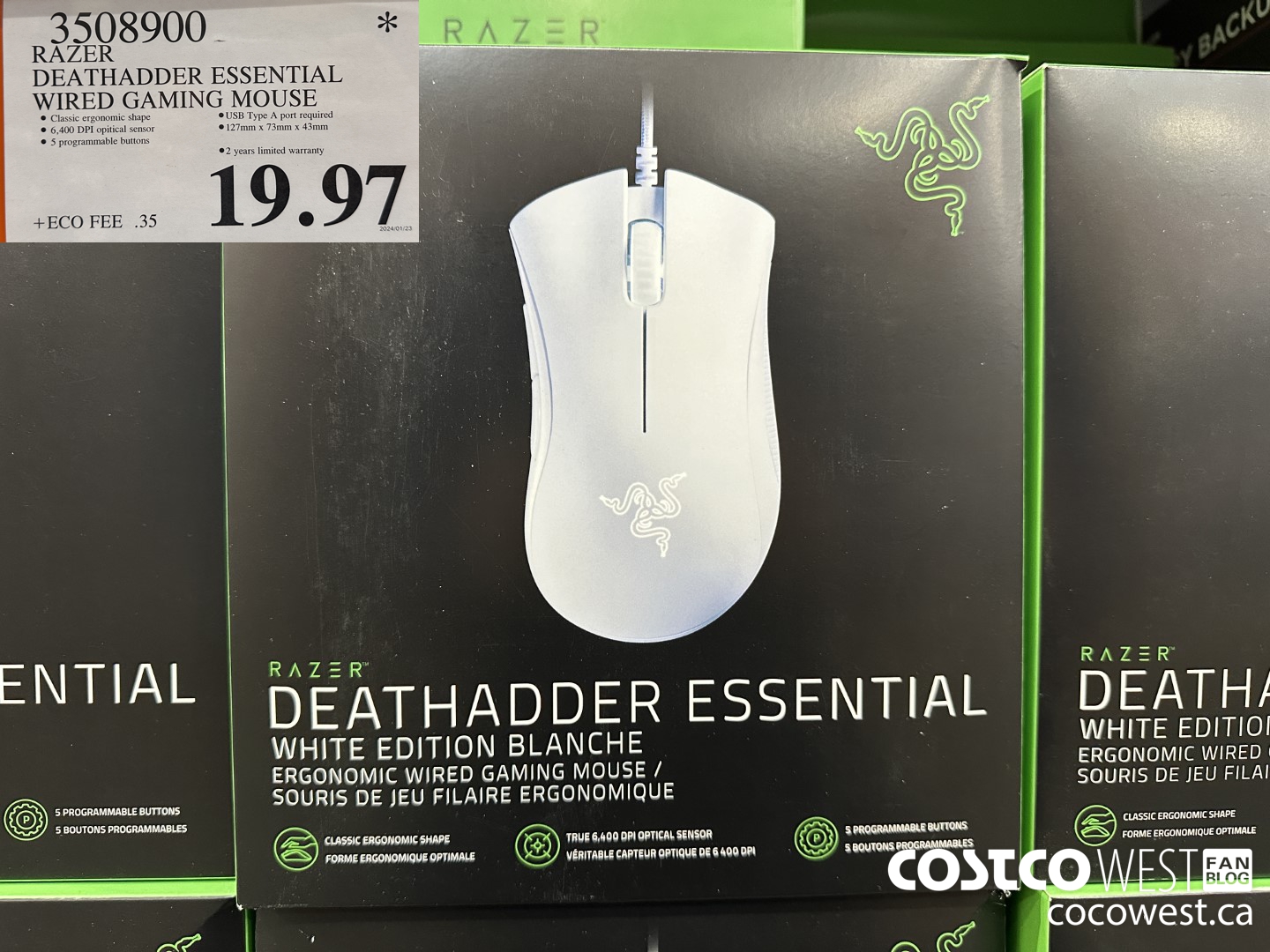 3508900 RAZER DEATHADDER ESSENTIAL WIRED GAMING MOUSE $19.97