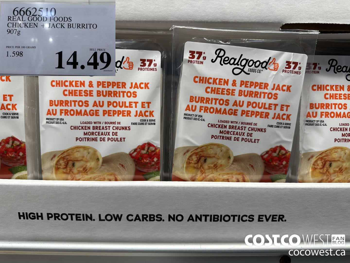 6662510 REAL GOOD FOODS CHICKEN & JACK BURRITO 907G $14.49