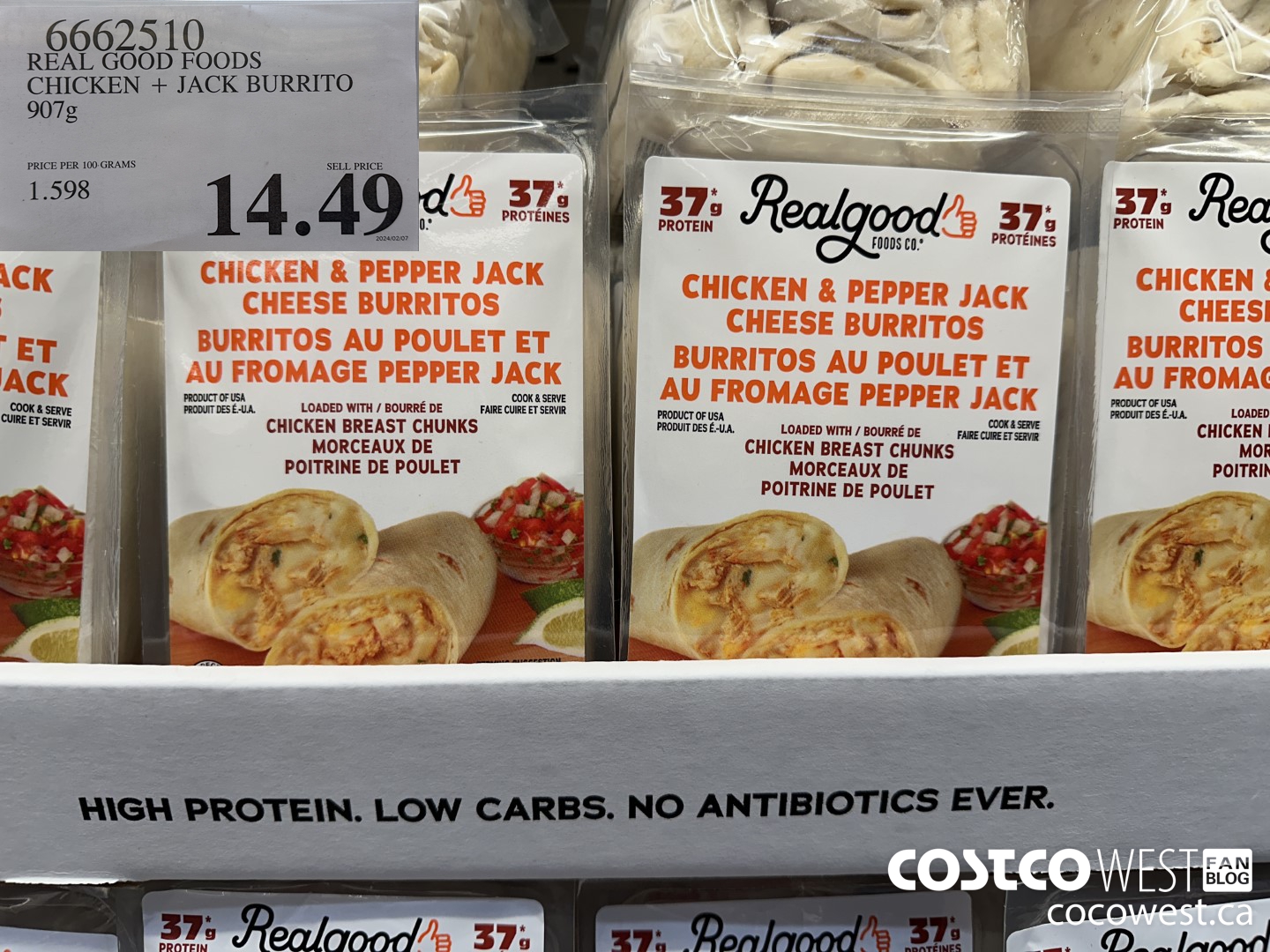 6662510 REAL GOOD FOODS CHICKEN & JACK BURRITO 907G $14.49