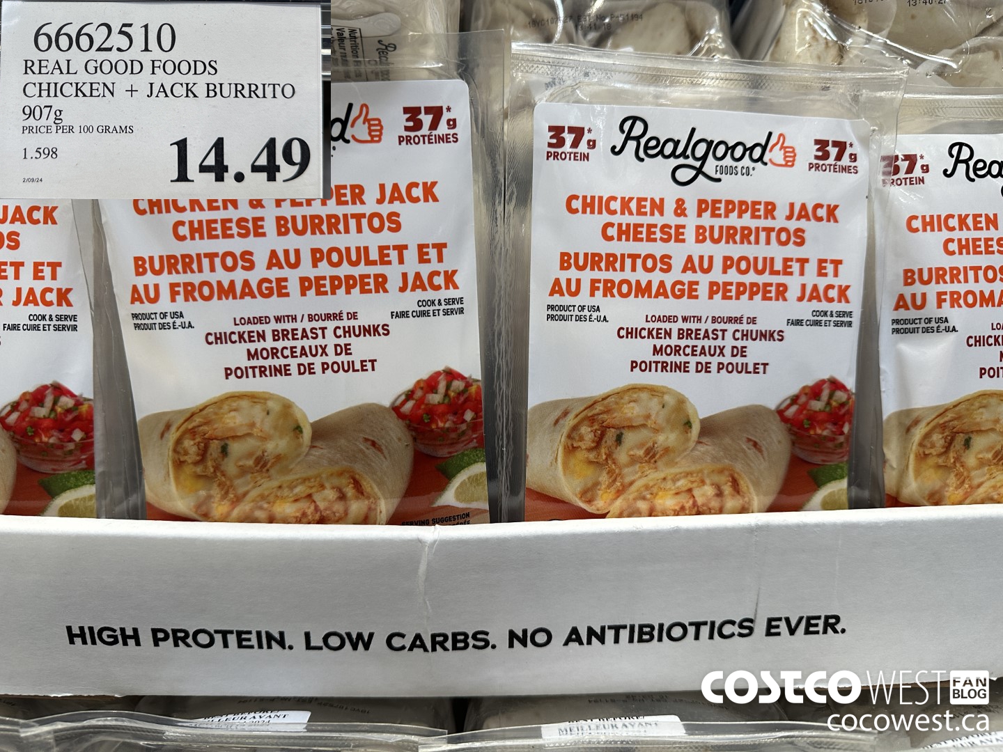 6662510 REAL GOOD FOODS CHICKEN & JACK BURRITO 907G $14.49