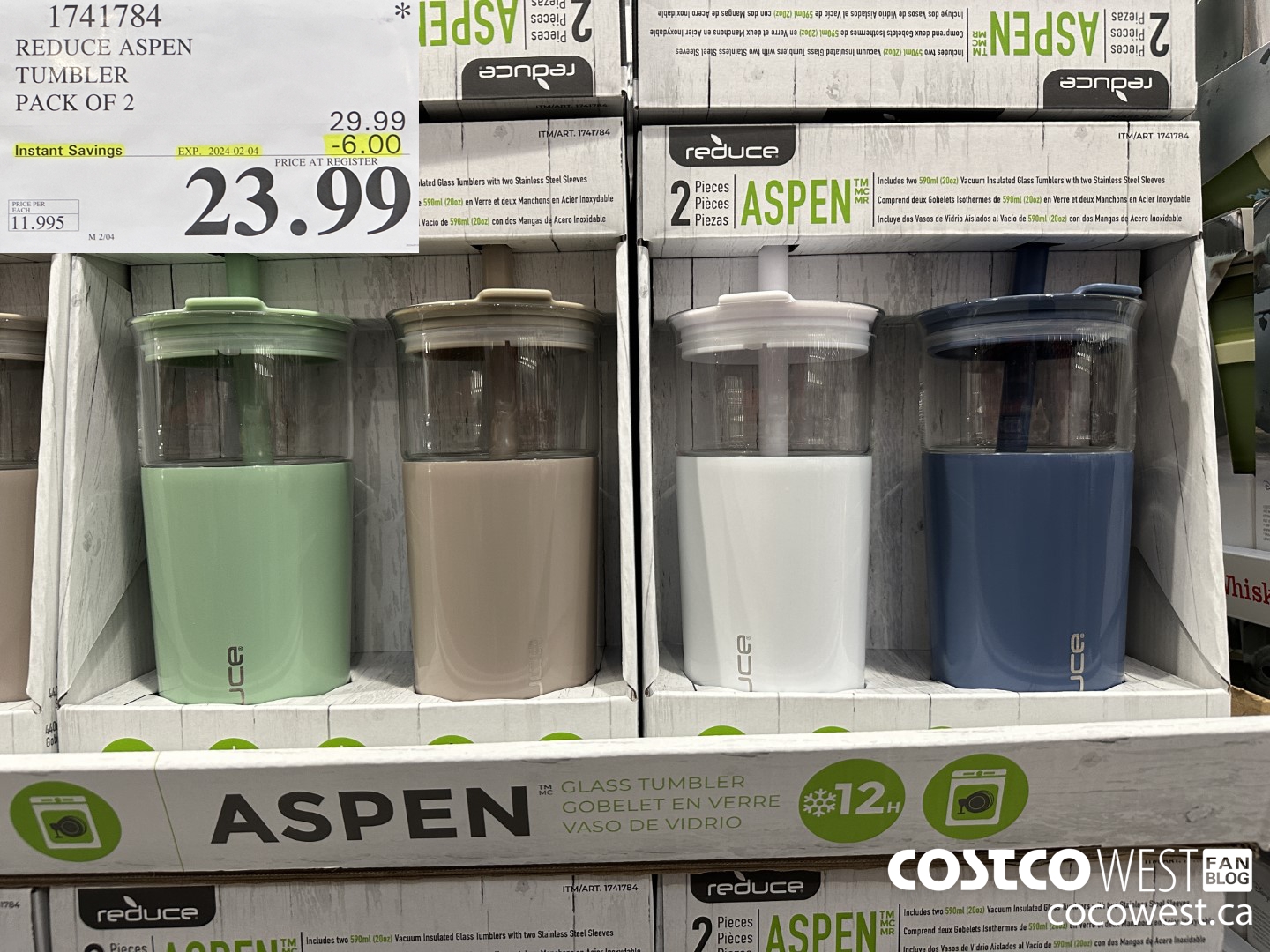 1741784 REDUCE ASPEN TUMBLER PACK OF 2 ($6.00 INSTANT SAVINGS EXPIRES ON 2024-02-04) $23.99