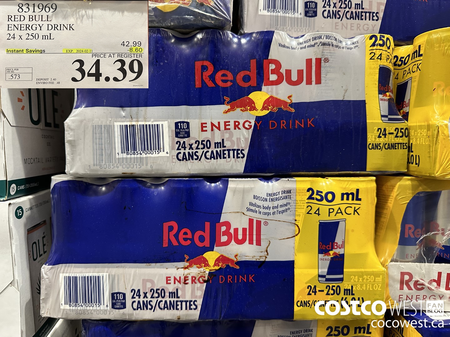 831969 RED BULL ENERGY DRINK 24 X 250ML ($8.60 INSTANT SAVINGS EXPIRES ON 2024-02-11) $34.39