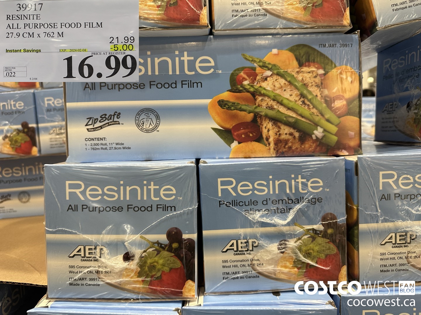 39917 RESINITE ALL PURPOSE FOOD FILM 27.9 CM x 762 M ($5.00 INSTANT SAVINGS EXPIRES ON 2024-02-04) $16.99