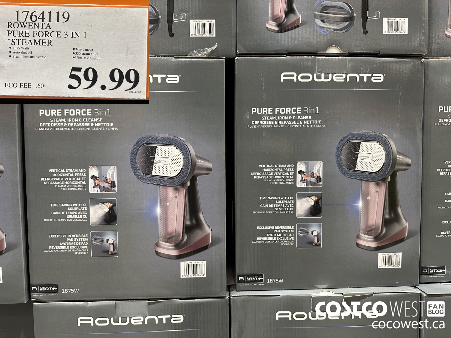 1764119 ROWENTA PURE FORCE 3 IN 1 STEAMER $59.99