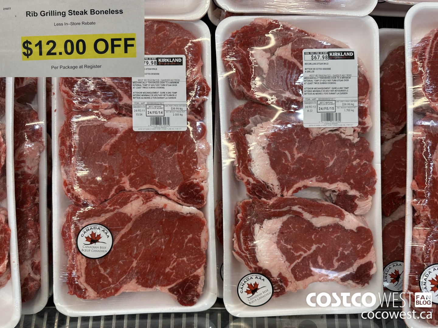 21877 Rib Grilling Steak Boneless  ($12.00 INSTANT SAVINGS)