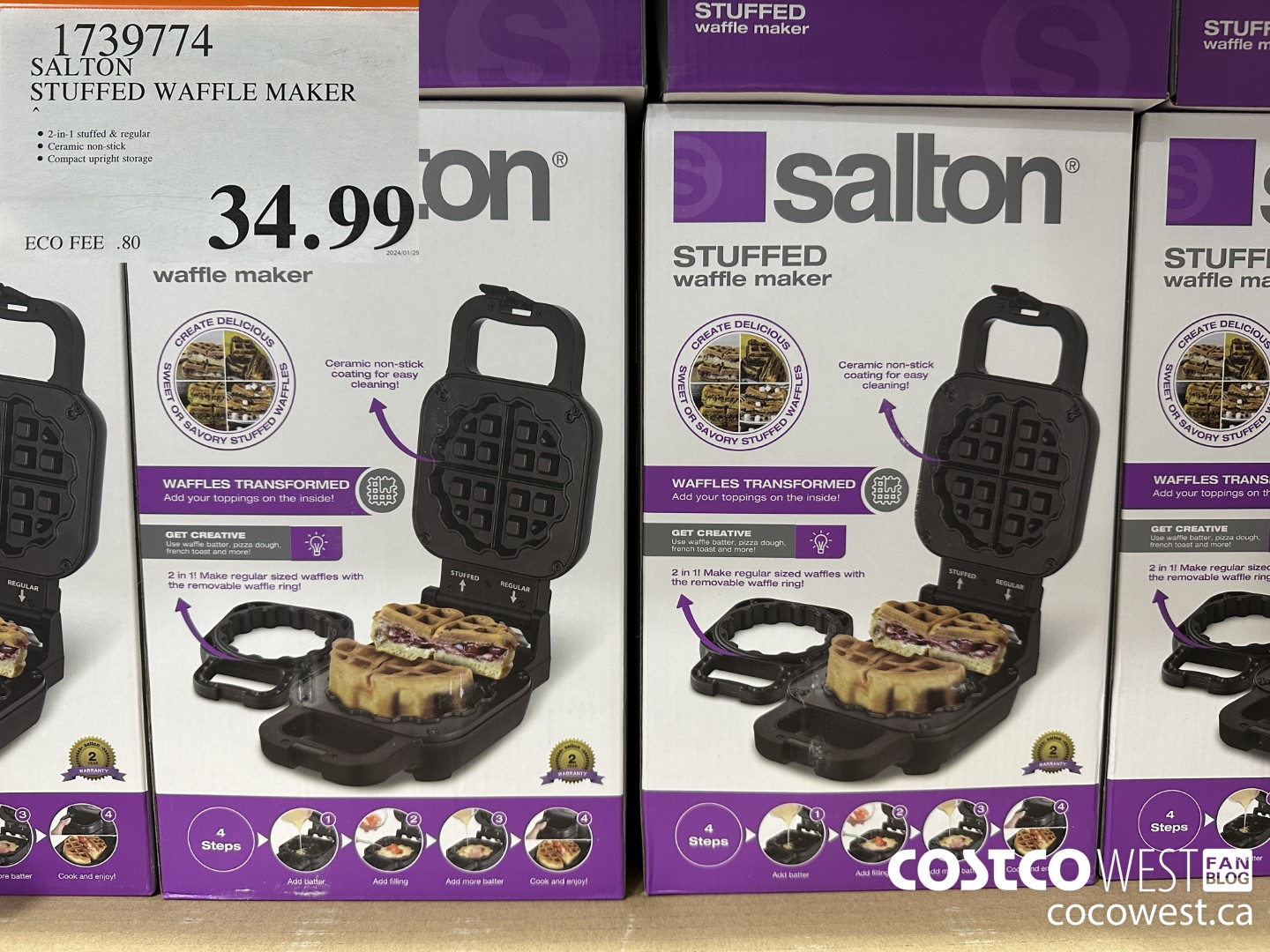 1739774 SALTON STUFFED WAFFLE MAKER $34.99