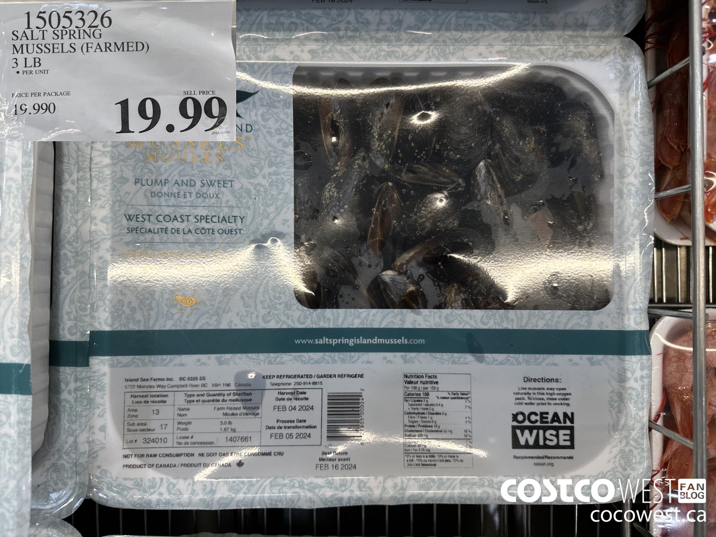 1505326 SALT SPRING MUSSELS (FARMED) $19.99