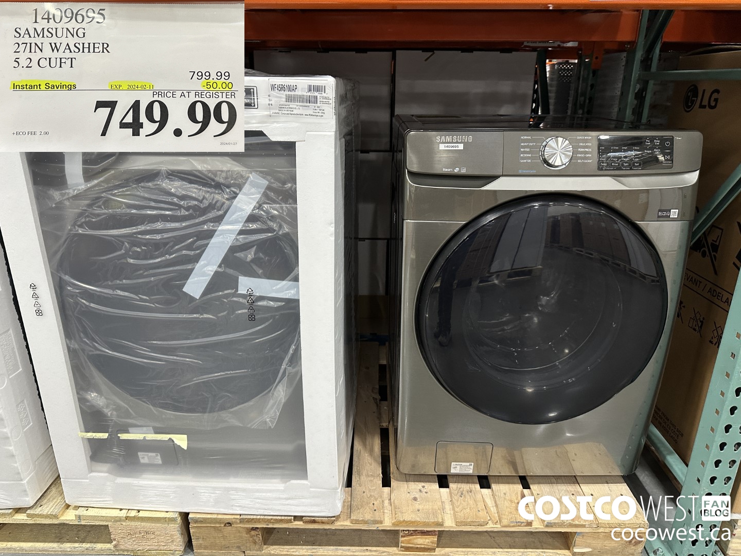 1409695 SAMSUNG 27IN WASHER 5.2 CUFT ($50.00 INSTANT SAVINGS EXPIRES ON 2024-02-11) $749.99