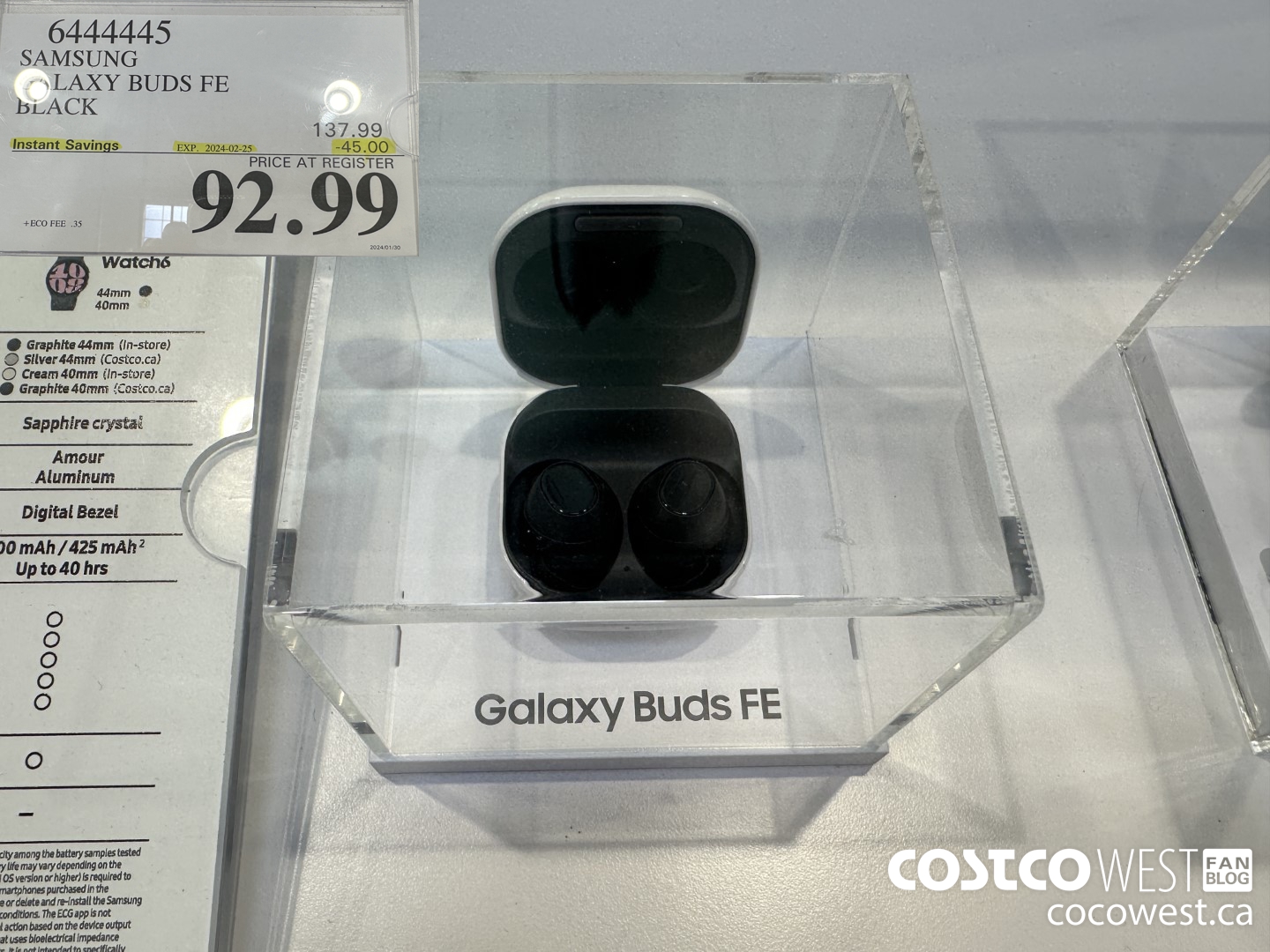 6444445 SAMSUNG GALAXY BUDS FE BLACK ($45.00 INSTANT SAVINGS EXPIRES ON 2024-02-25) $92.99