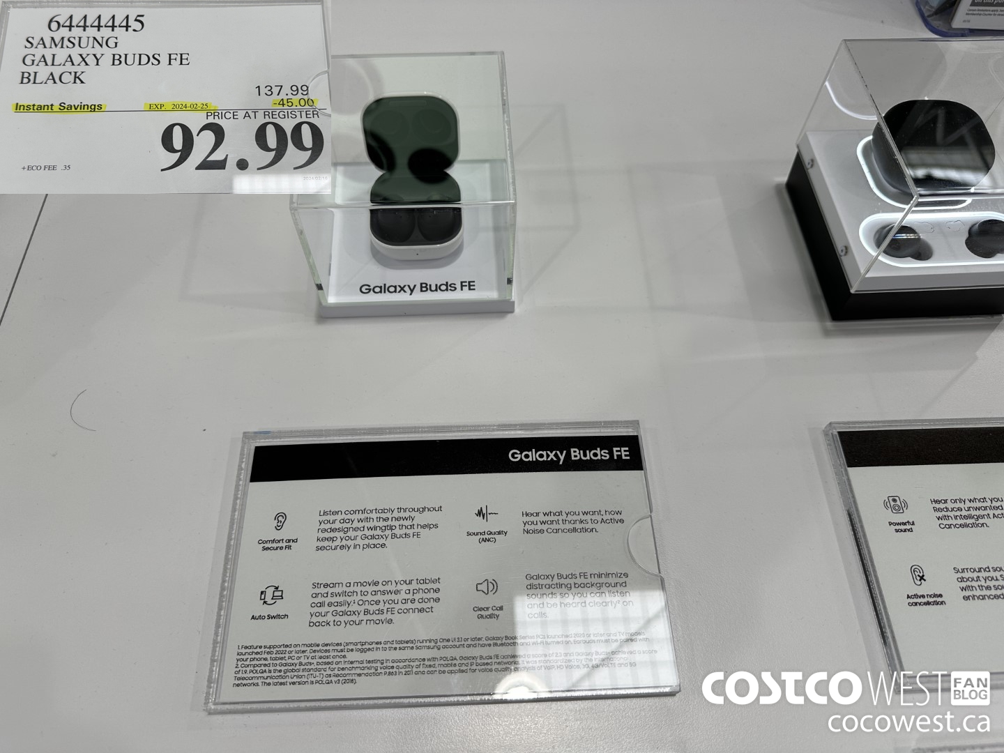 6444445 SAMSUNG GALAXY BUDS FE BLACK ($45.00 INSTANT SAVINGS EXPIRES ON 2024-02-25) $92.99