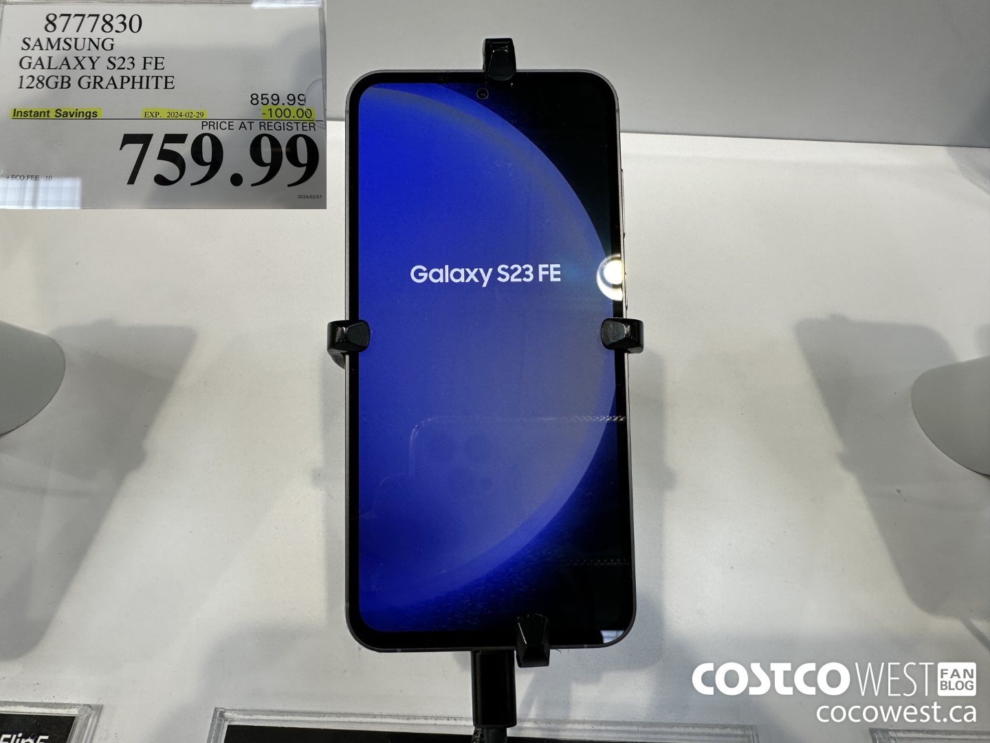 8777830 SAMSUNG GALAXY S23 FE 128GB GRAPHITE ($100.00 INSTANT SAVINGS EXPIRES ON 2024-02-29) $759.99