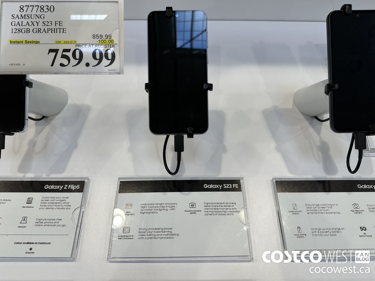 8777830 SAMSUNG GALAXY S23 FE 128GB GRAPHITE ($100.00 INSTANT SAVINGS EXPIRES ON 2024-02-29) $759.99