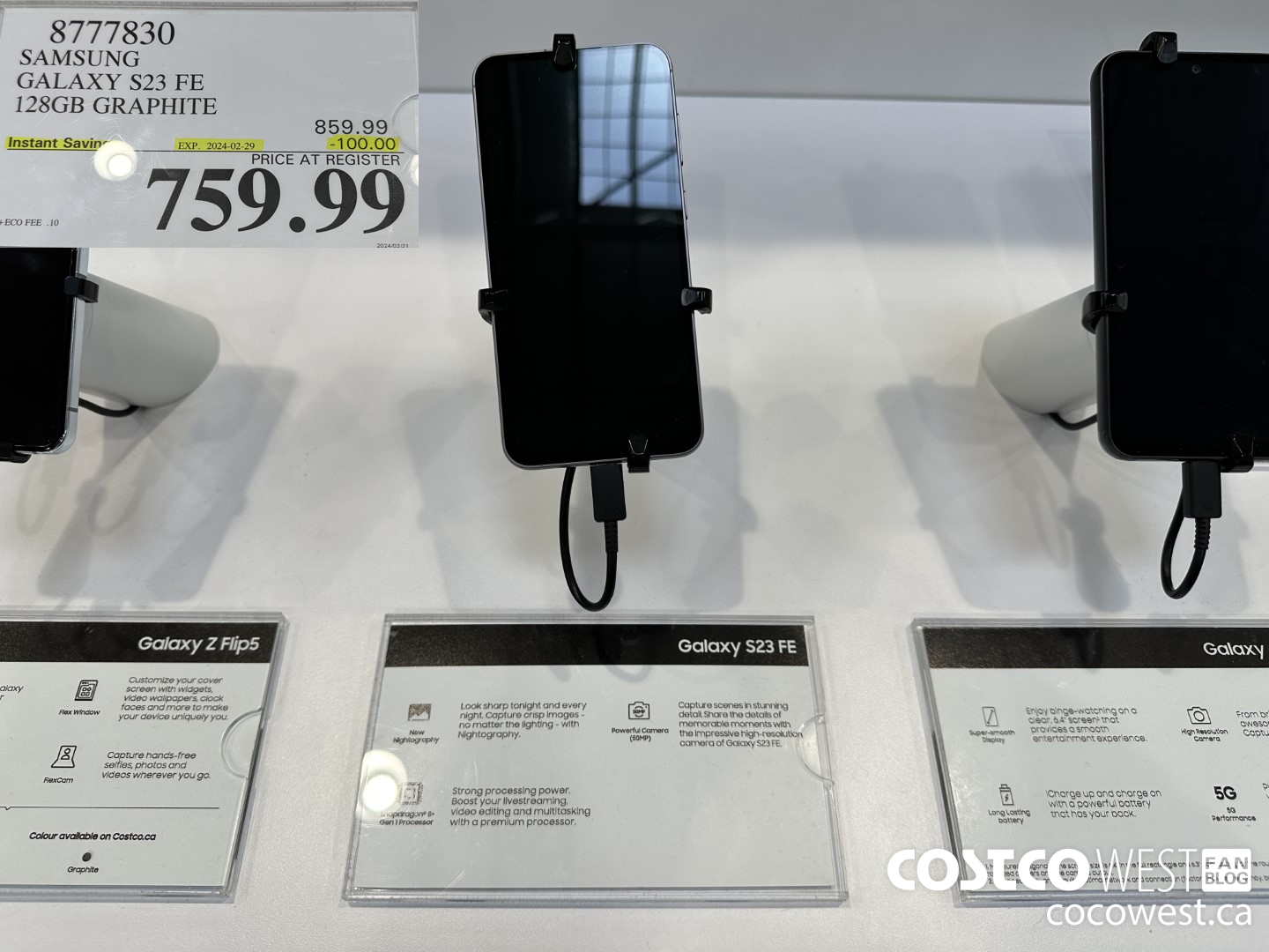8777830 SAMSUNG GALAXY S23 FE 128GB GRAPHITE ($100.00 INSTANT SAVINGS EXPIRES ON 2024-02-29) $759.99