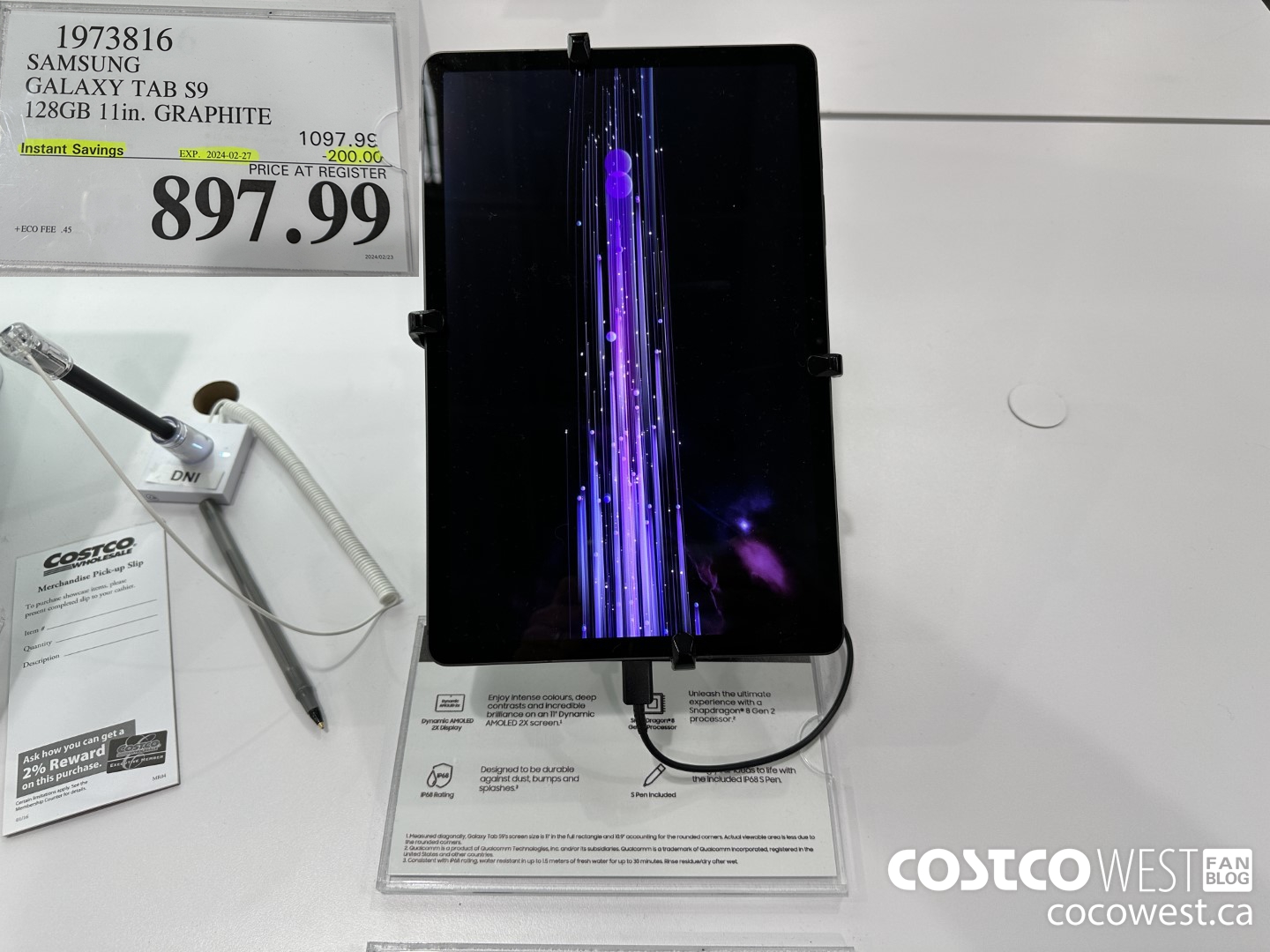 1973816 SAMSUNG GALAXY TAB S9 128GB 11IN GRAPHITE ($200.00 INSTANT SAVINGS EXPIRES ON 2024-02-27) $897.99