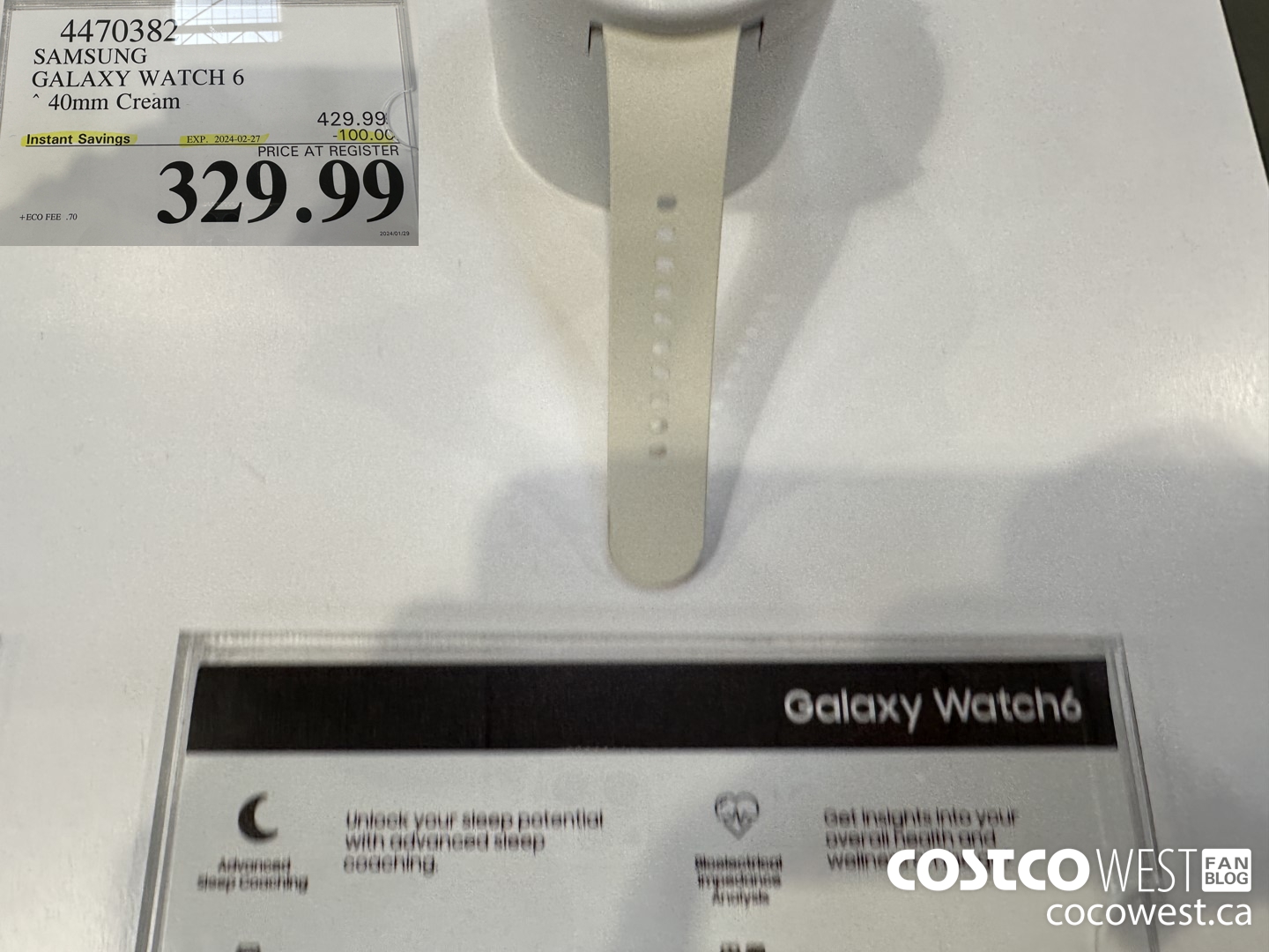 4470382 SAMSUNG GALAXY WATCH 6 40MM CREAM ($100.00 INSTANT SAVINGS EXPIRES ON 2024-02-27) $329.99