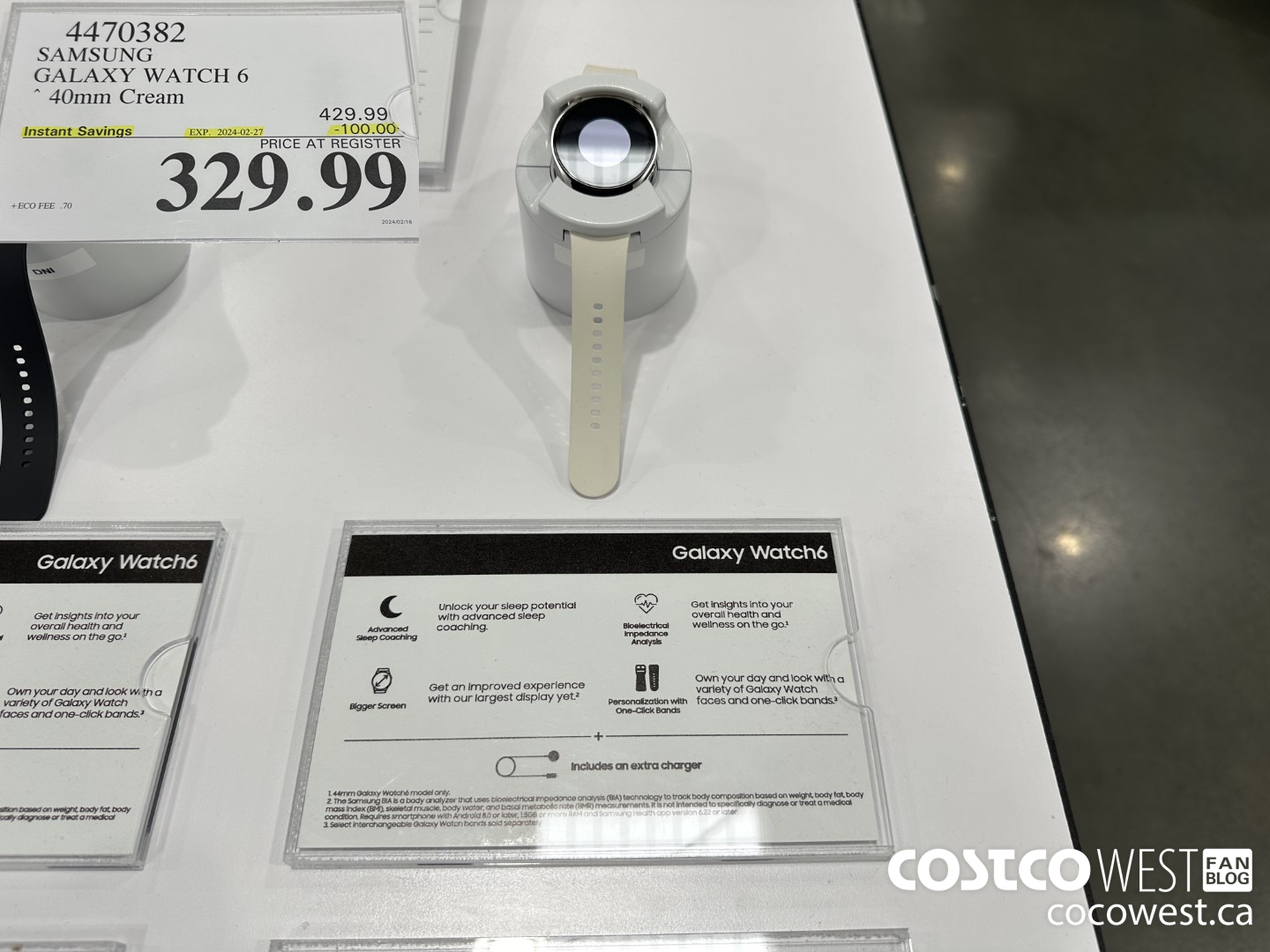 4470382 SAMSUNG GALAXY WATCH 6 40MM CREAM ($100.00 INSTANT SAVINGS EXPIRES ON 2024-02-27) $329.99