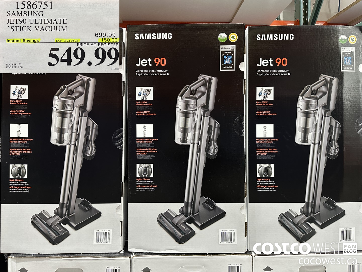 1586751 SAMSUNG JET90 ULTIMATE STICK VACUUM ($150.00 INSTANT SAVINGS EXPIRES ON 2024-02-25) $549.99