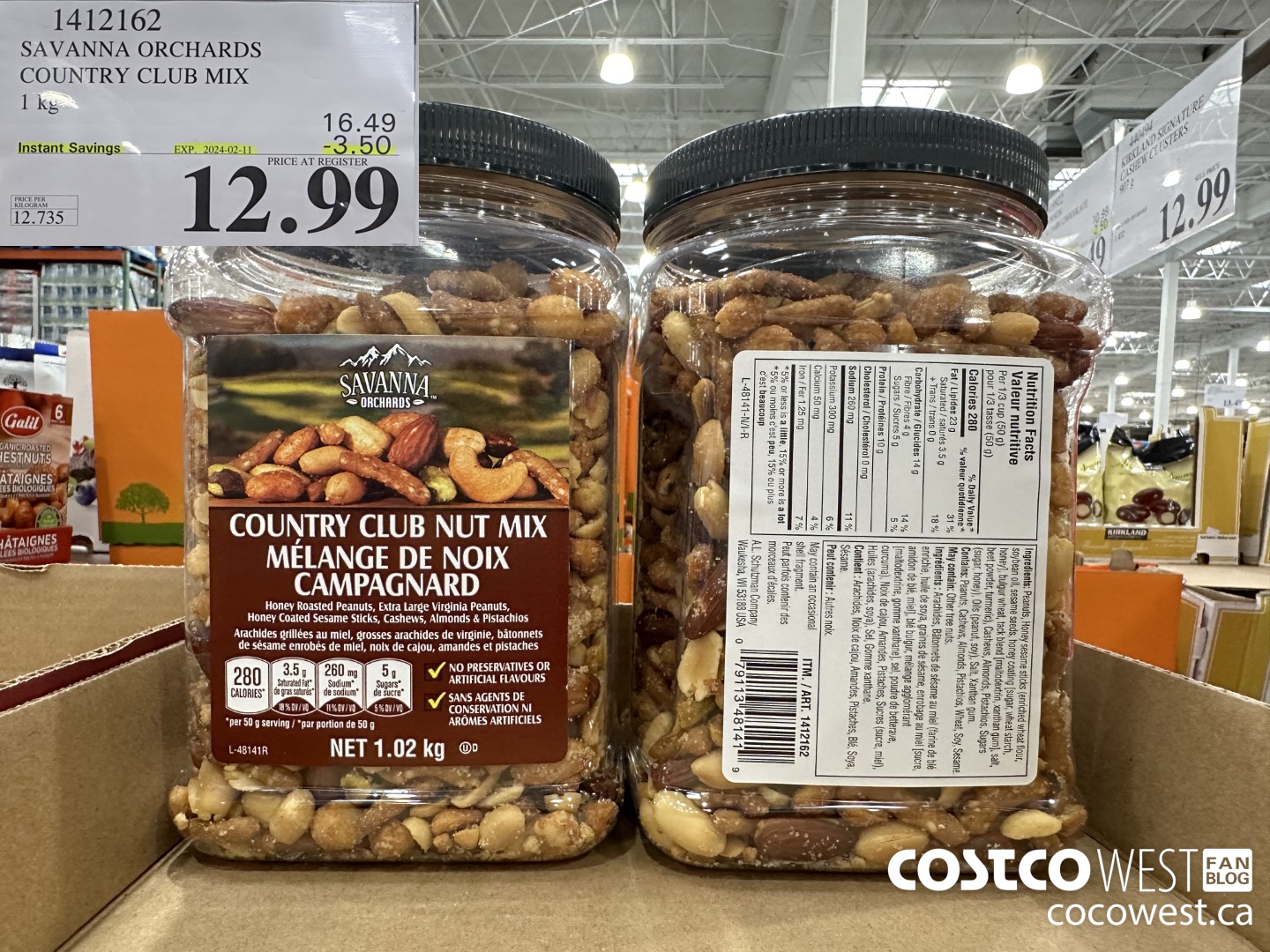 1412162 SAVANNA ORCHARDS COUNTRY CLUB MIX 1.0KG ($3.50 INSTANT SAVINGS EXPIRES ON 2024-02-11) $12.99