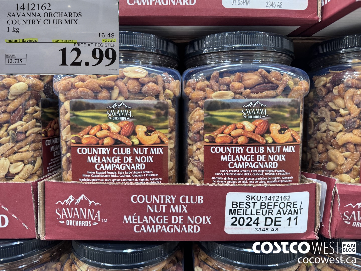1412162 SAVANNA ORCHARDS COUNTRY CLUB MIX 1.0KG ($3.50 INSTANT SAVINGS EXPIRES ON 2024-02-11) $12.99