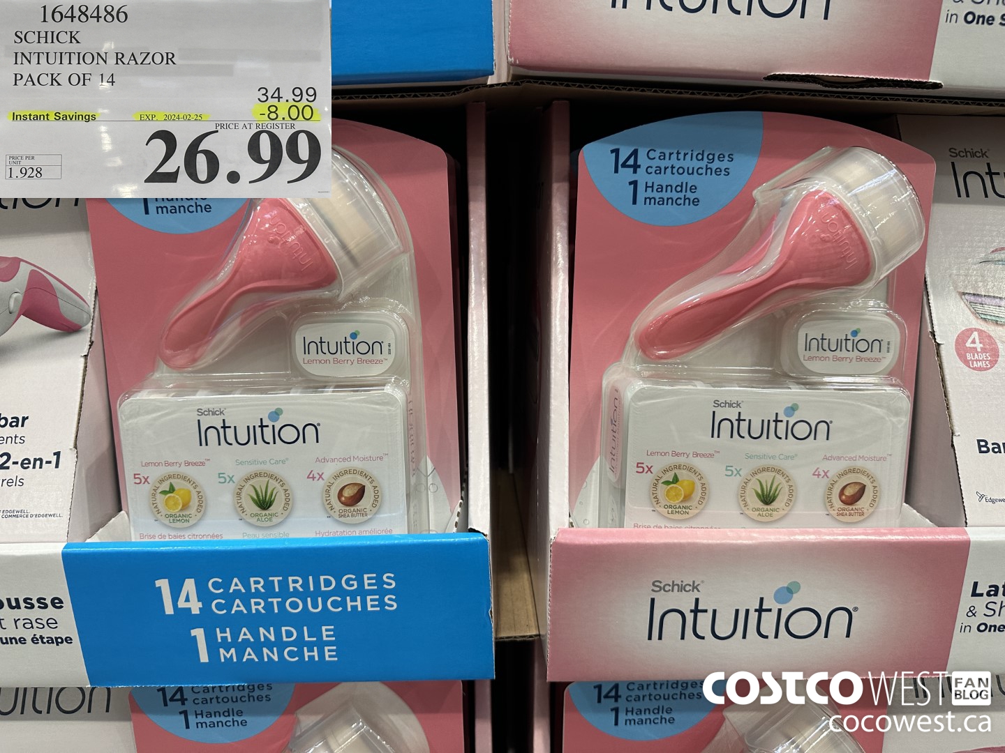 1648486 SCHICK INTUITION 14 CARTRIDGES + RAZOR ($8.00 INSTANT SAVINGS EXPIRES ON 2024-02-25) $26.99