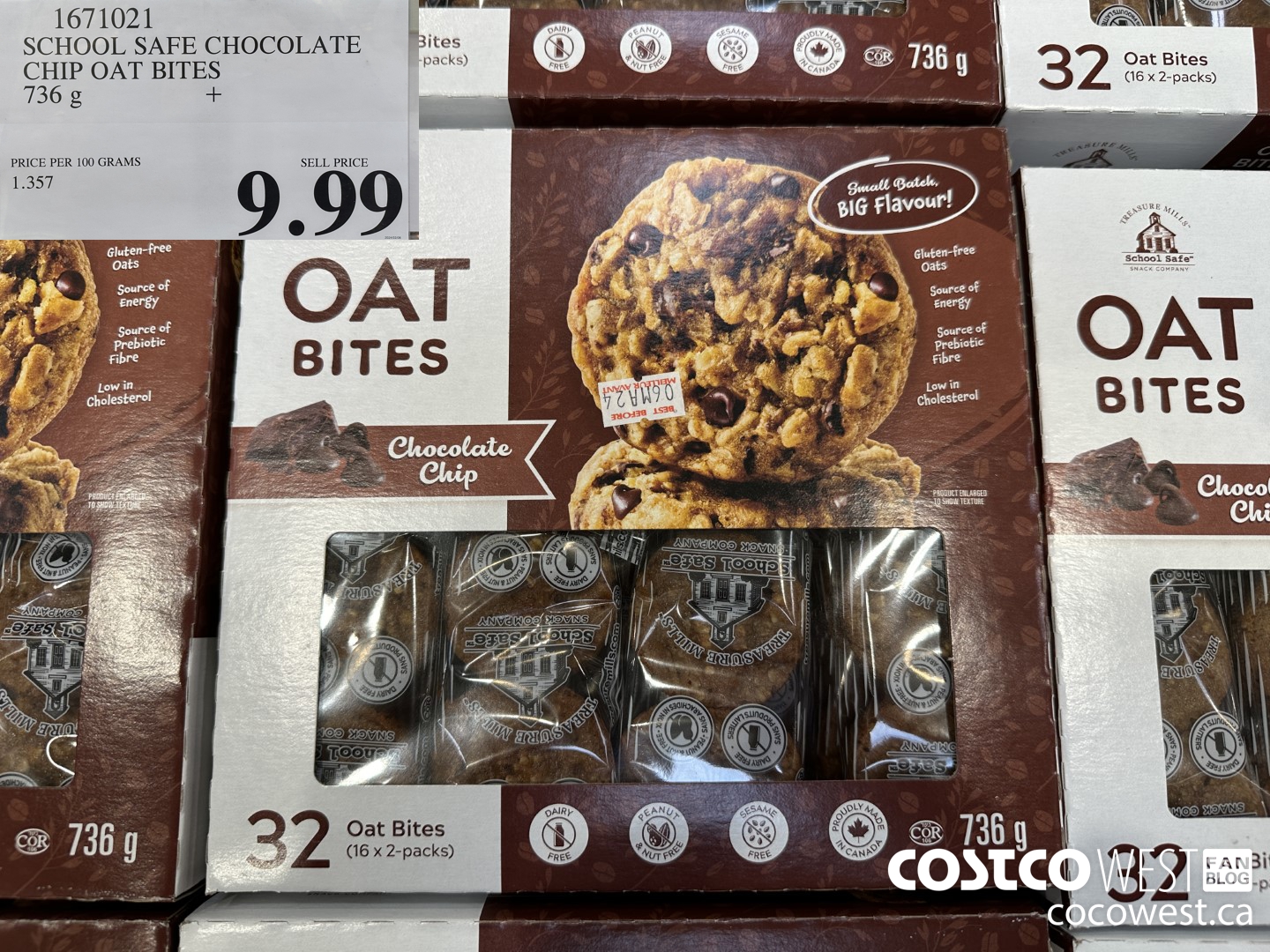 1671021 SCHOOL SAFE CHOCOLATE CHIP OAT BITES 736 G $9.99