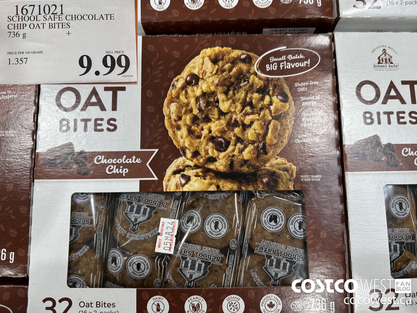 1671021 SCHOOL SAFE CHOCOLATE CHIP OAT BITES 736 G $9.99