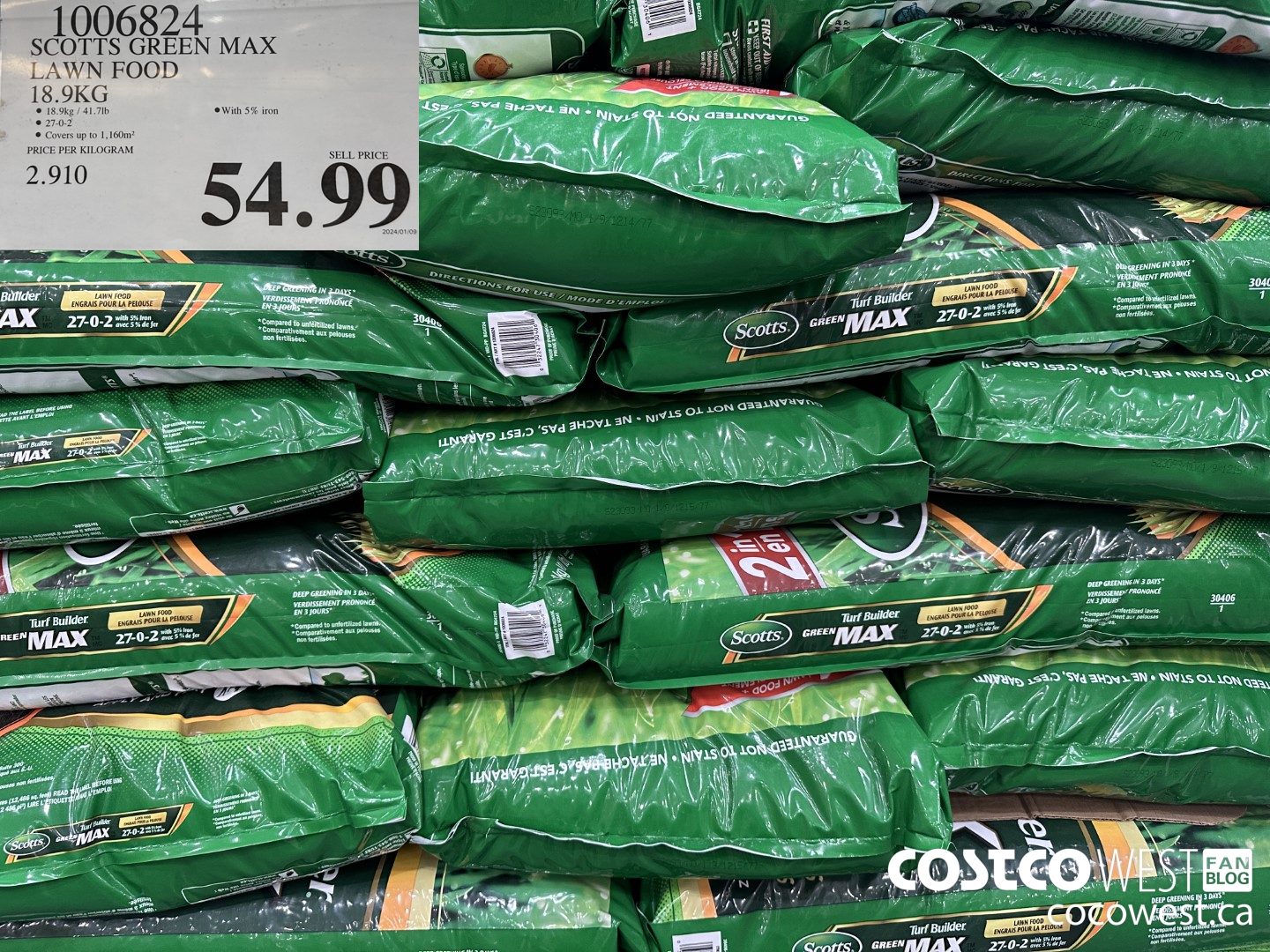 1006824 SCOTTS GREEN MAX LAWN FOOD 18.9KG $54.99