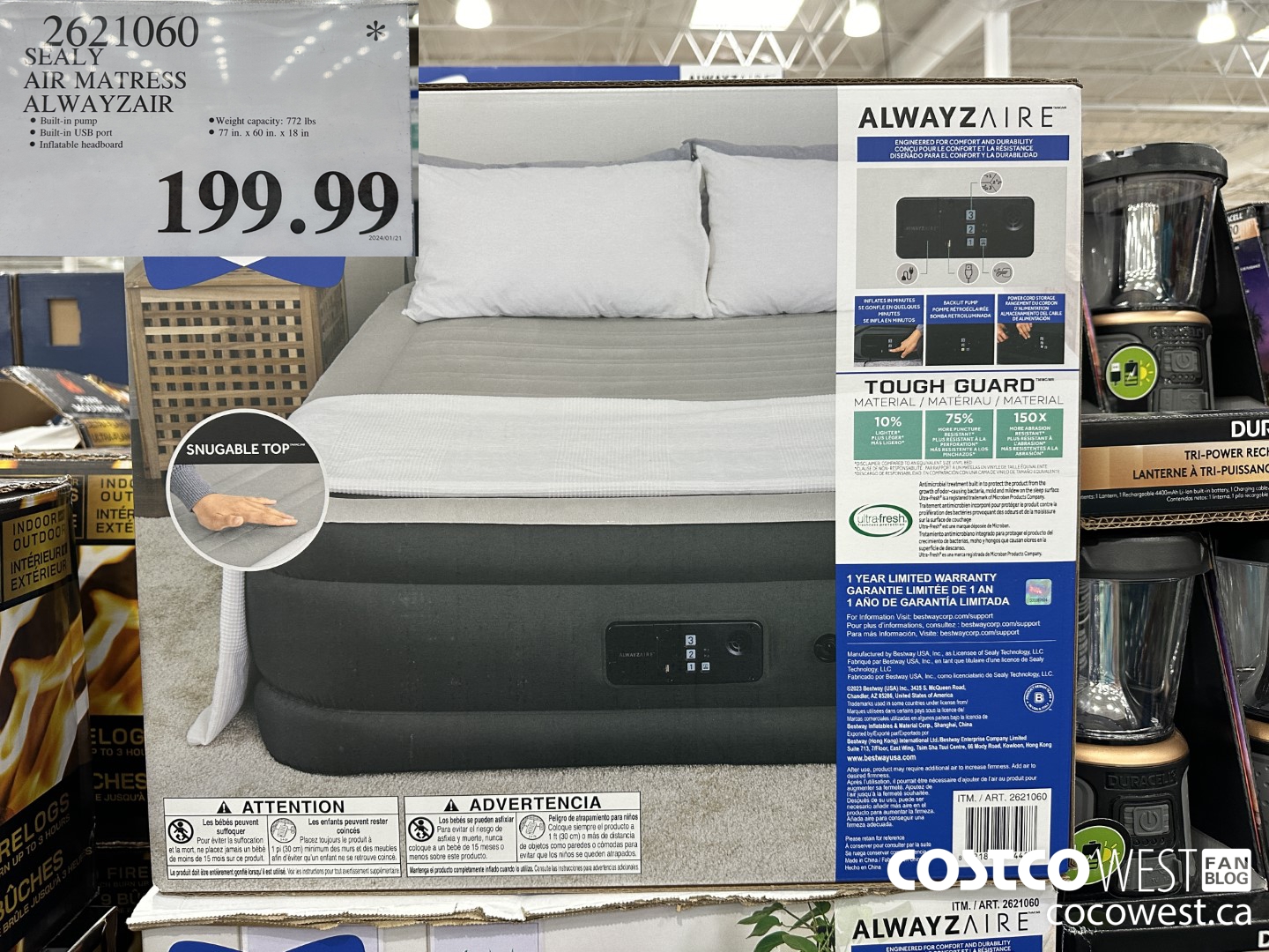 2621060 SEALY AIR MATRESS ALWAYZAIRE $199.99