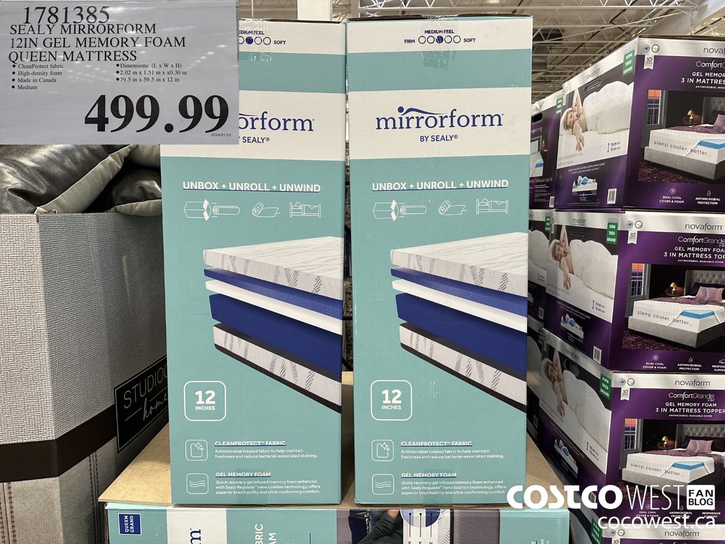 1781385 SEALY MIRRORFORM 12IN GEL MEMORY FOAM QUEEN MATTRESS $49.99