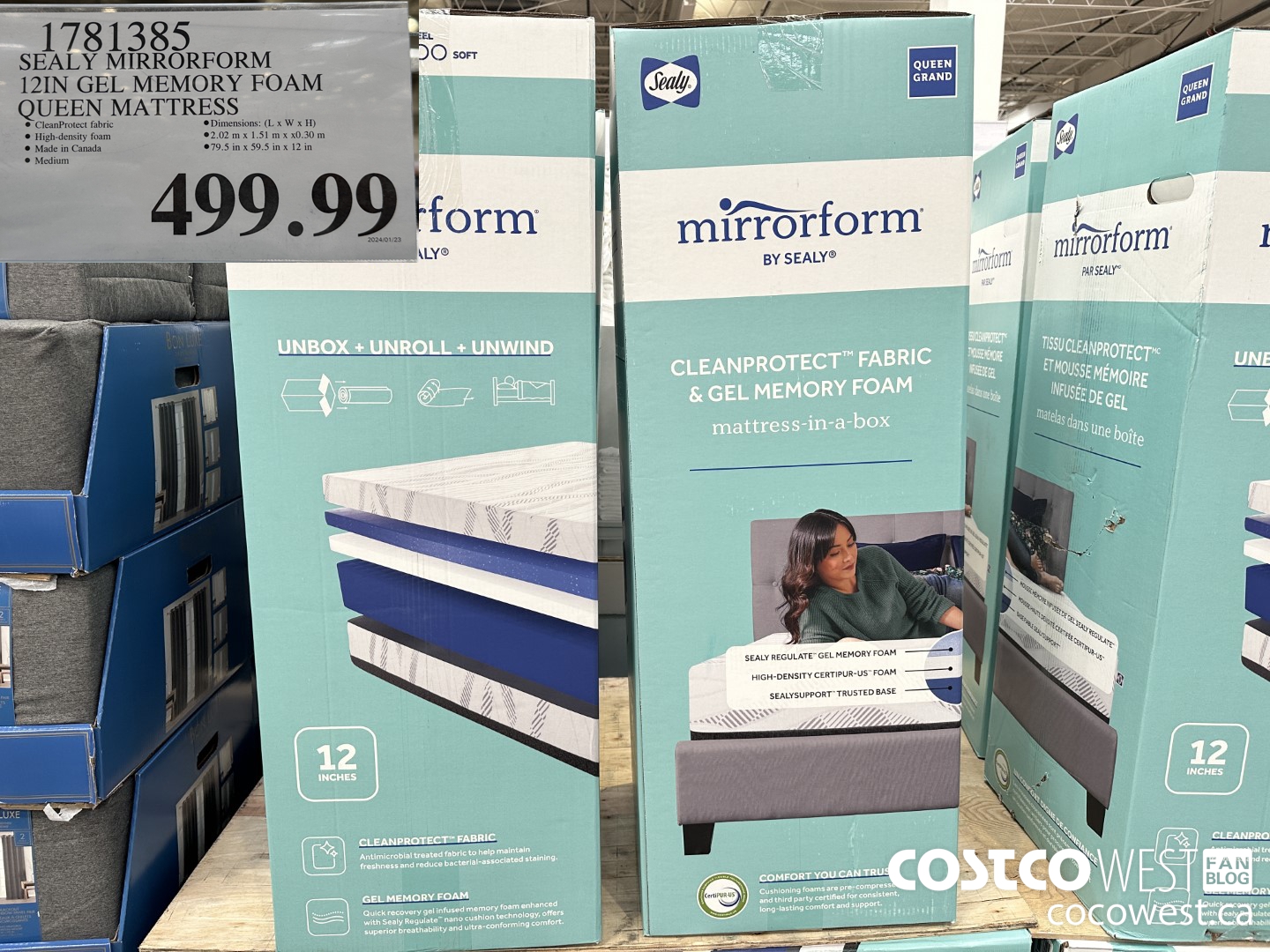 1781385 SEALY MIRRORFORM 12IN GEL MEMORY FOAM QUEEN MATTRESS $499.99