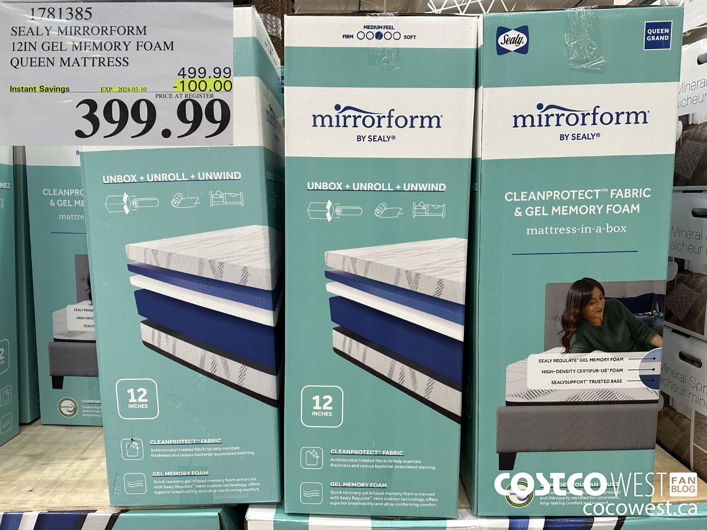1781385 SEALY MIRRORFORM 12IN GEL MEMORY FOAM QUEEN MATTRESS ($100.00 INSTANT SAVINGS EXPIRES ON 2024-03-10) $399.99
