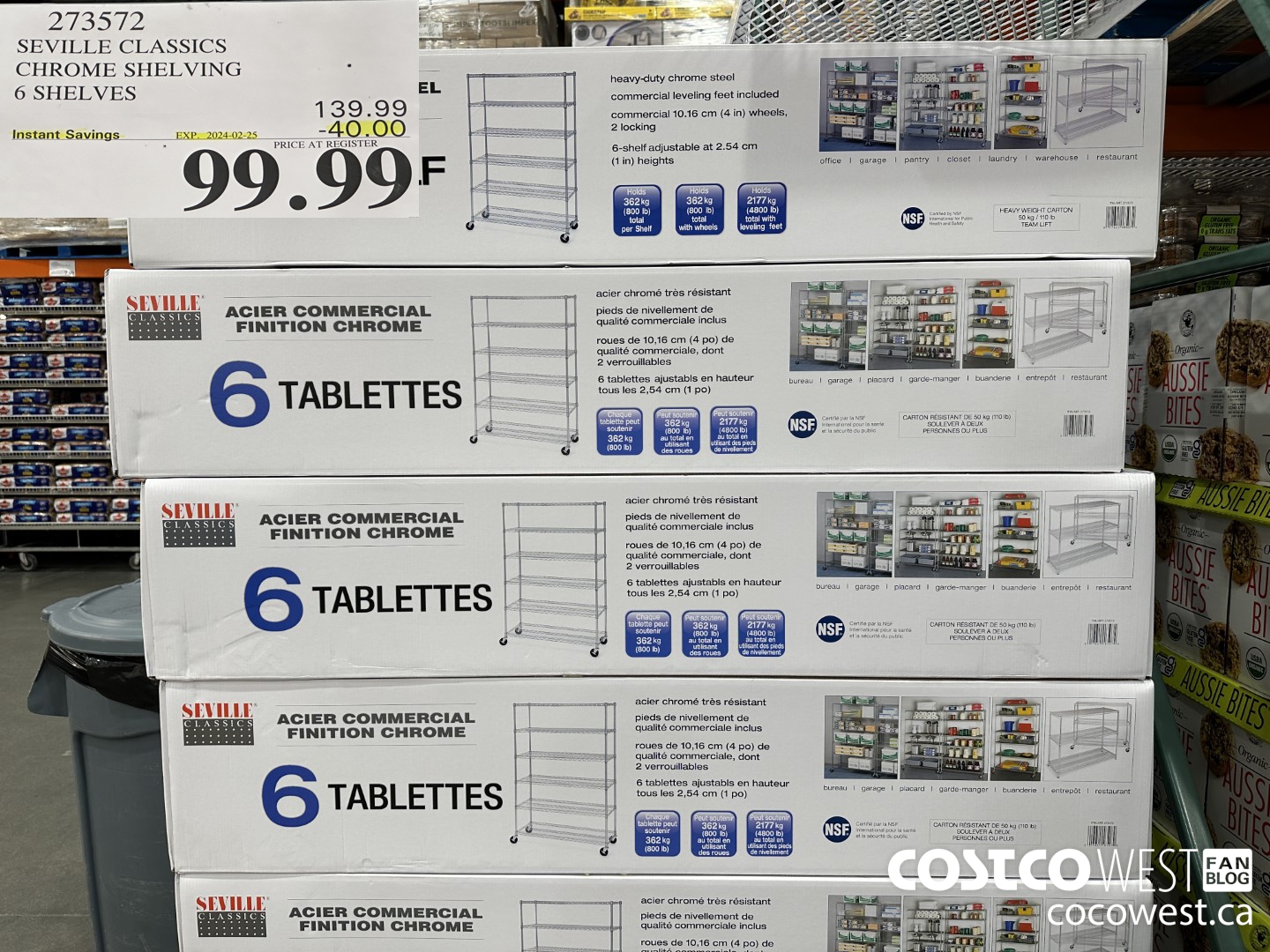 273572 SEVILLE CLASSICS CHROME SHELVING 6 SHELVES ($40.00 INSTANT SAVINGS EXPIRES ON 2024-02-25) $99.99