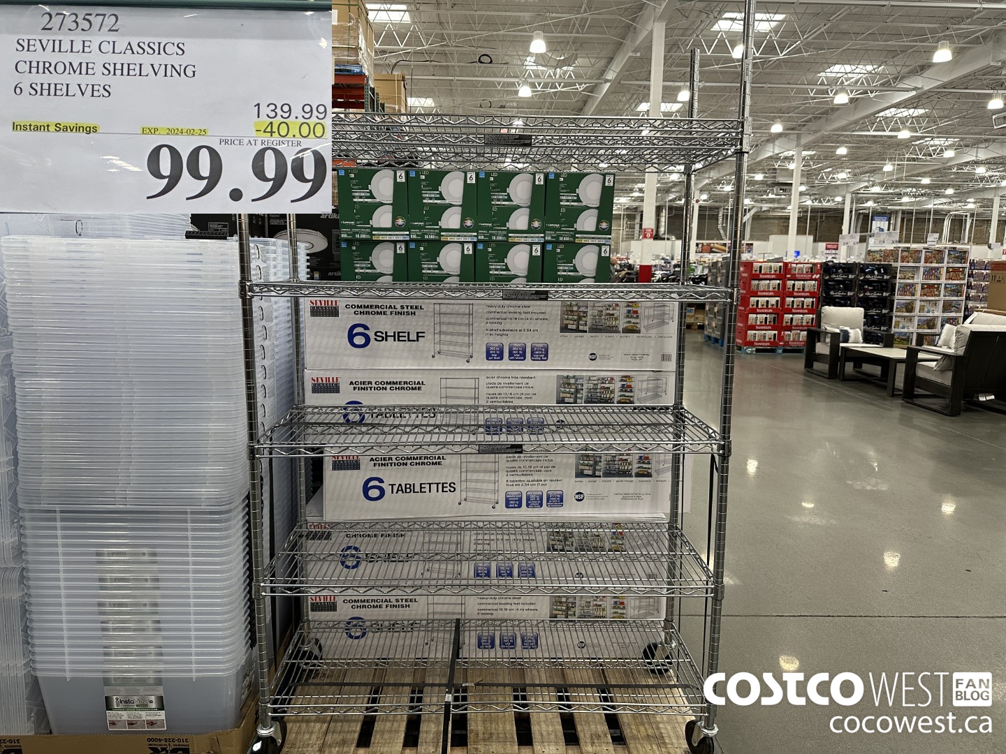 273572 SEVILLE CLASSICS CHROME SHELVING 6 SHELVES ($40.00 INSTANT SAVINGS EXPIRES ON 2024-02-25) $99.99