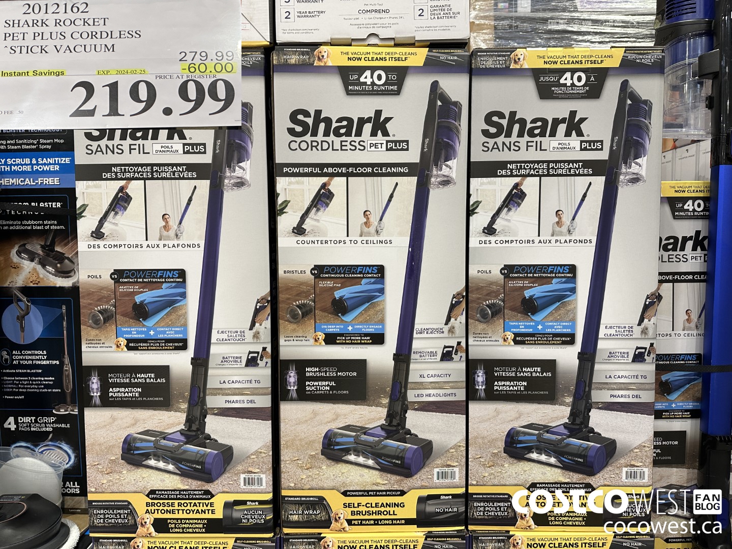 2012162 SHARK ROCKET PET PLUS CORDLESS STICK VACUUM ($60.00 INSTANT SAVINGS EXPIRES ON 2024-02-25) $219.99