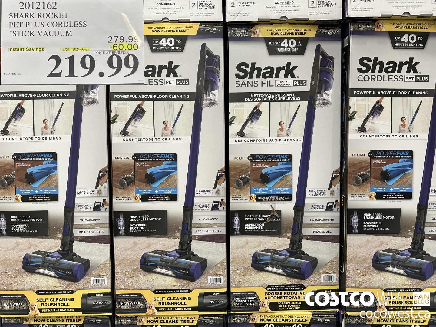 2012162 SHARK ROCKET PET PLUS CORDLESS STICK VACUUM ($60.00 INSTANT SAVINGS EXPIRES ON 2024-02-25) $219.99