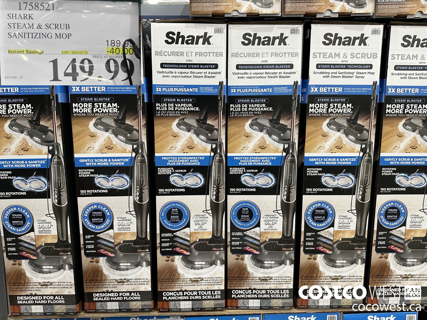 1758521 SHARK STEAM & SCRUB SANITIZING MOP ($40.00 INSTANT SAVINGS EXPIRES ON 2024-02-25) $149.99