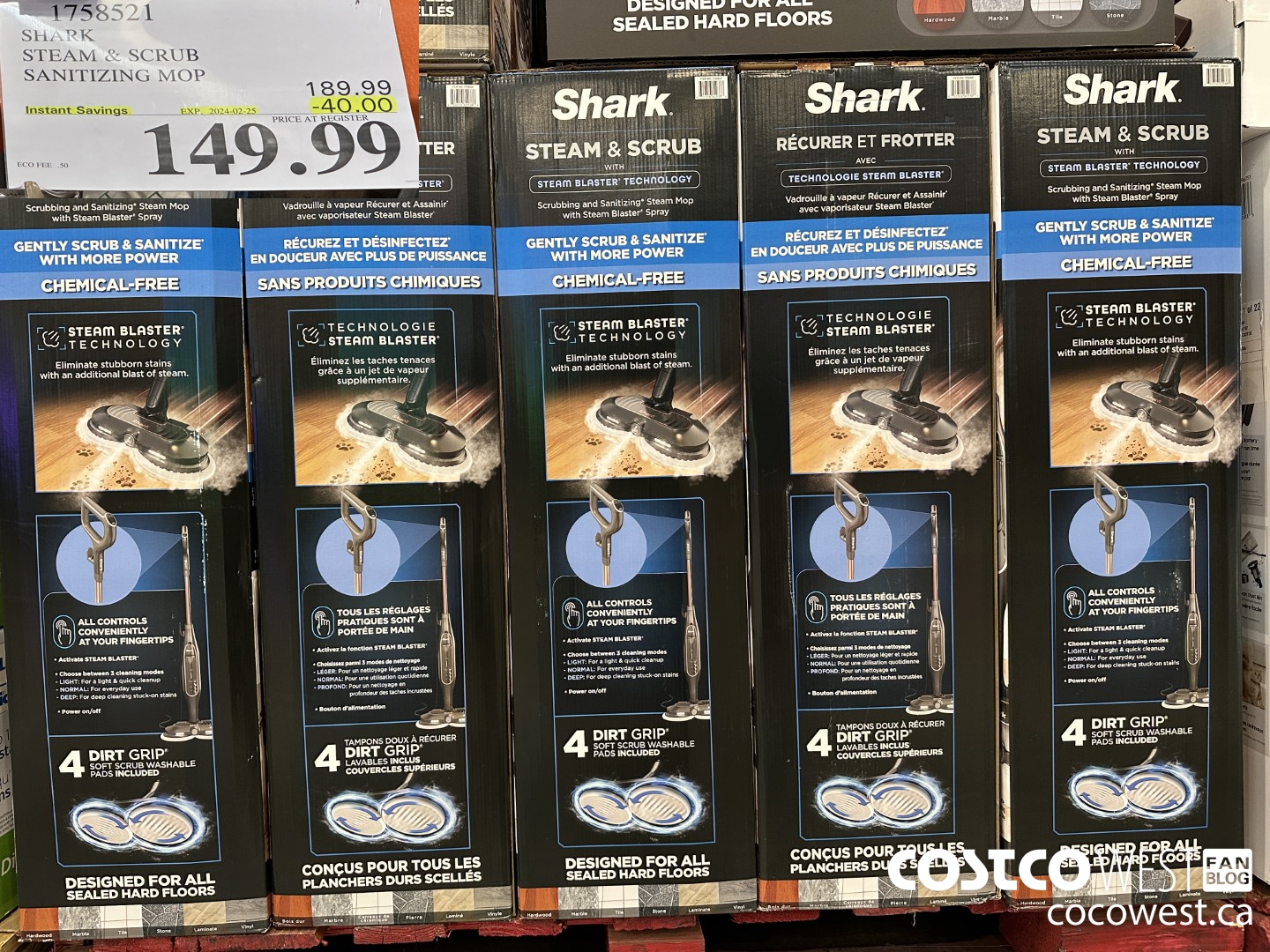 1758521 SHARK STEAM & SCRUB SANITIZING MOP ($40.00 INSTANT SAVINGS EXPIRES ON 2024-02-25) $149.99