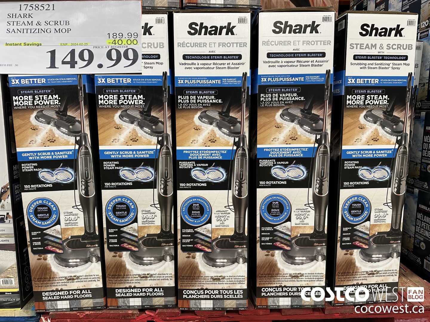 1758521 SHARK STEAM & SCRUB SANITIZING MOP ($40.00 INSTANT SAVINGS EXPIRES ON 2024-02-25) $149.99