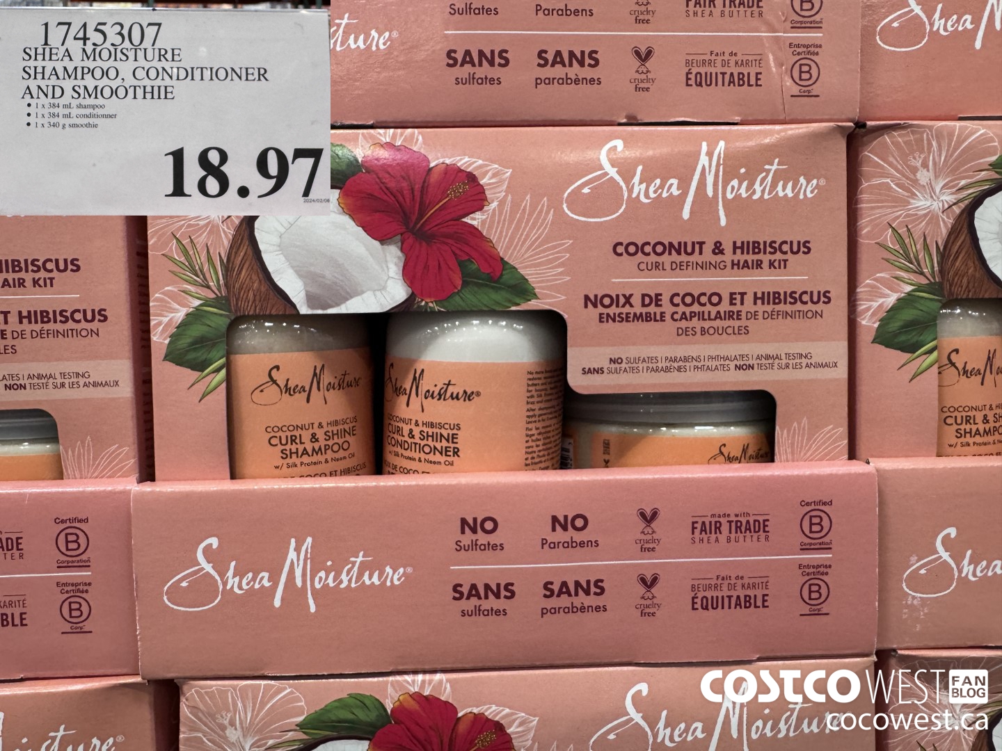 1745307 SHEA MOISTURE SHAMPOO, CONDITIONER AND SMOOTHIE $18.97