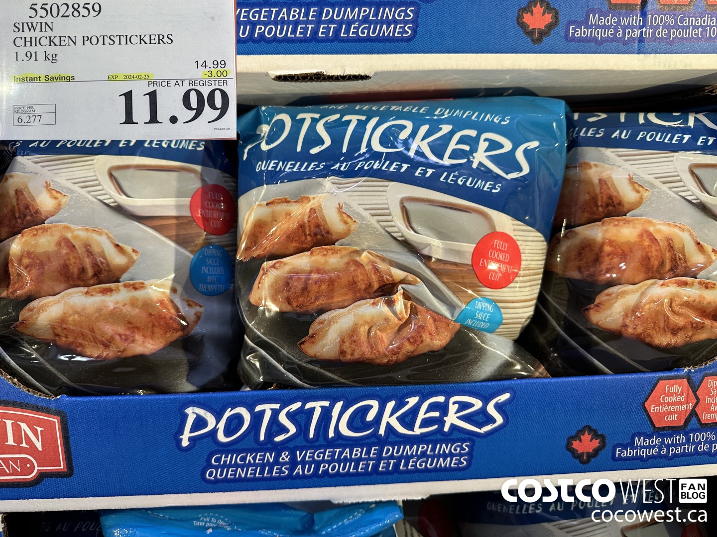 5502859 SIWIN CHICKEN POTSTICKERS 1.91 kg ($3.00 INSTANT SAVINGS EXPIRES ON 2024-02-25) $11.99