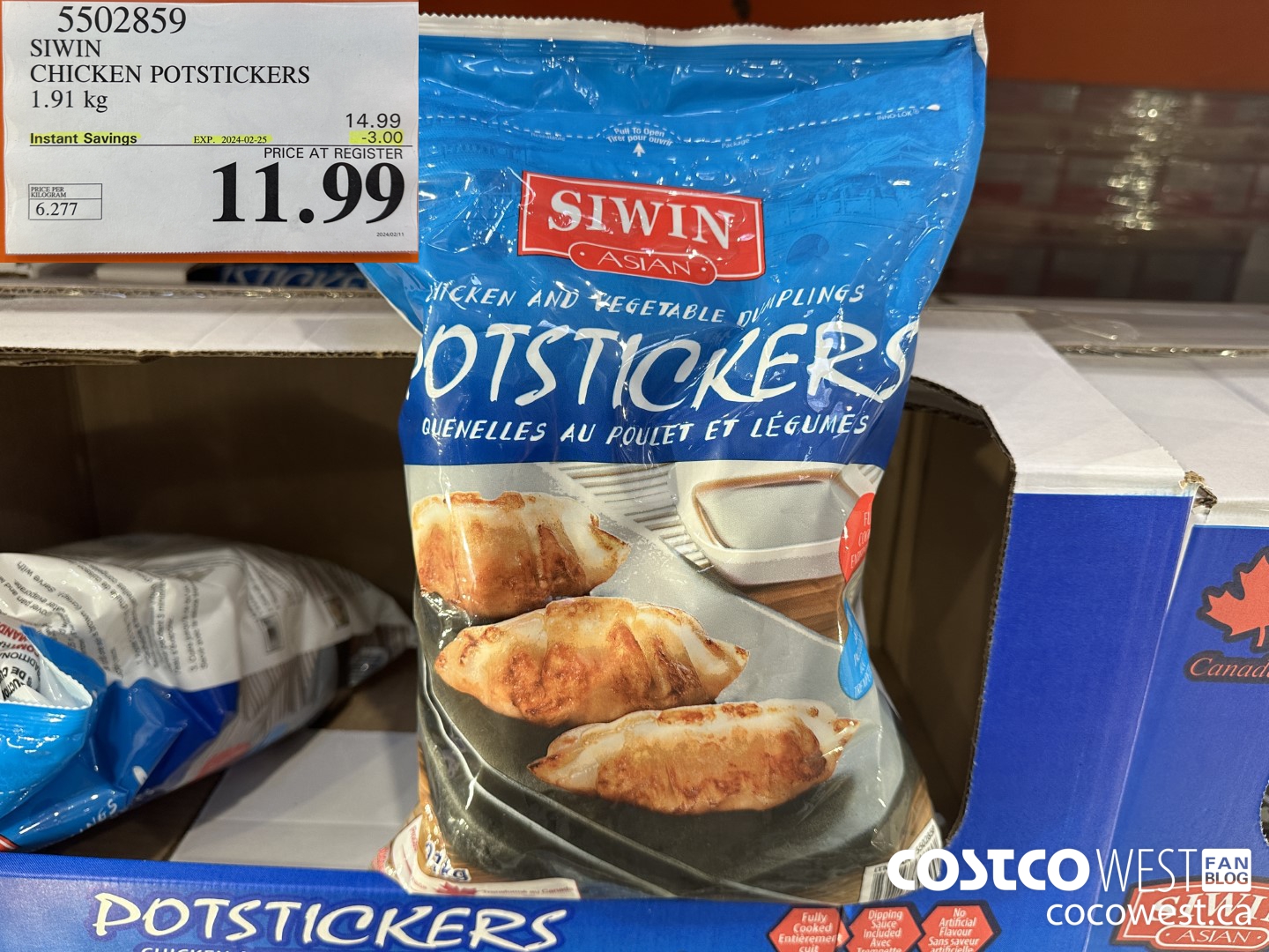 5502859 SIWIN CHICKEN POTSTICKERS 1.91 kg ($3.00 INSTANT SAVINGS EXPIRES ON 2024-02-25) $11.99