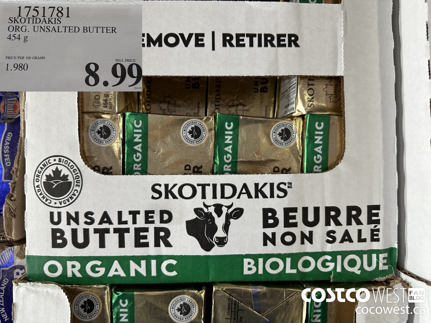 1751781 SKOTIDAKIS ORG. UNSALTED BUTTER 454 G $8.99