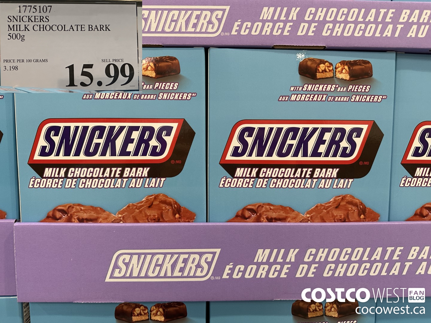 1775107 SNICKERS MILK CHOCOLATE BARK 500G $15.99