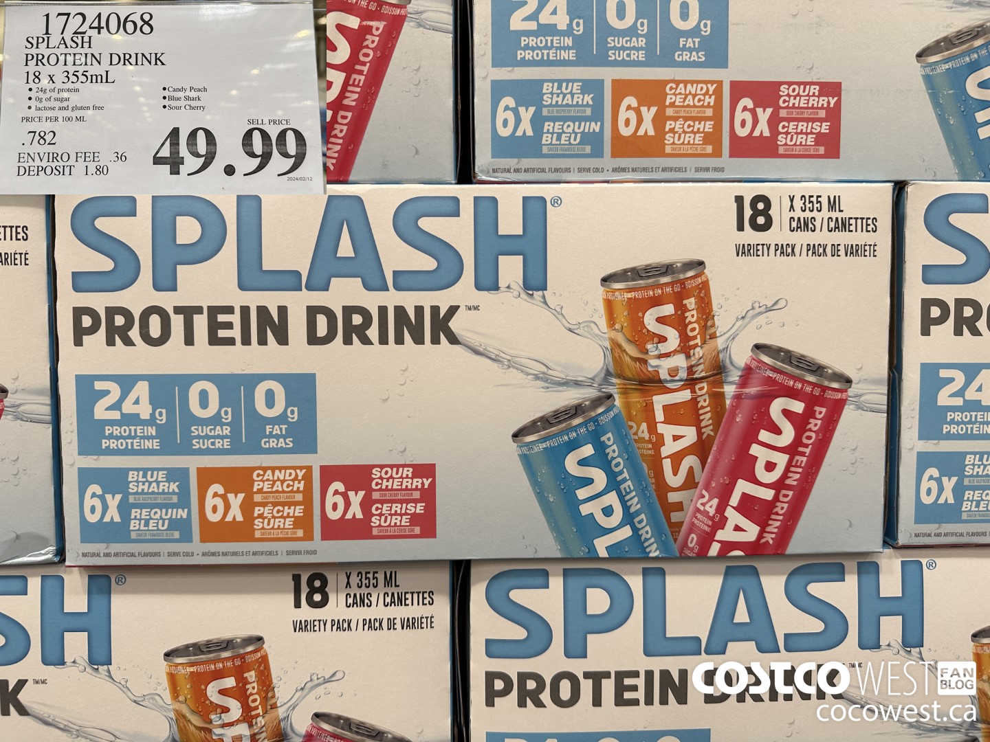 1724068 SPLASH PROTEIN DRINK 18 X 355ML $49.99