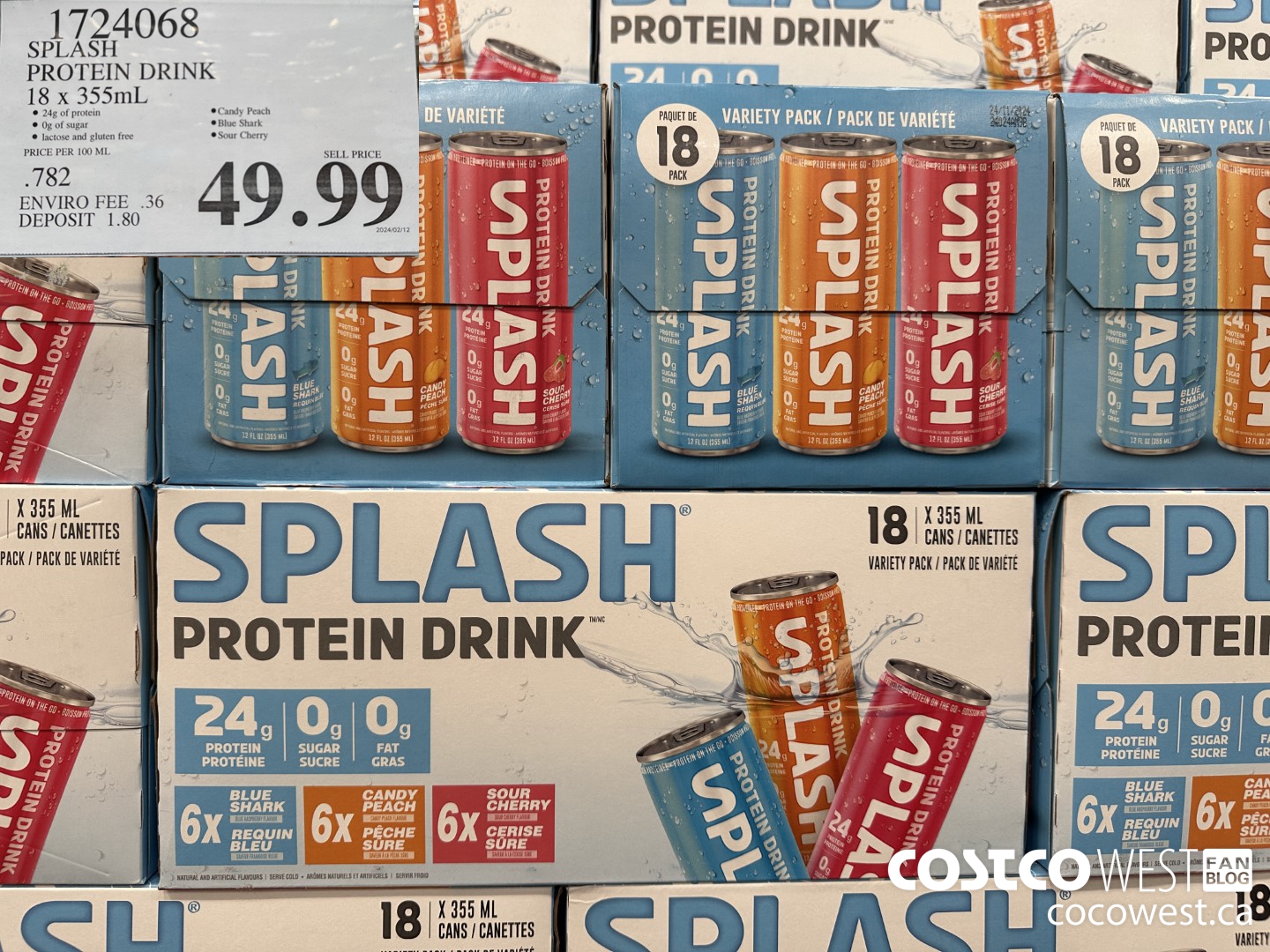 1724068 SPLASH PROTEIN DRINK 18 X 355ML $49.99