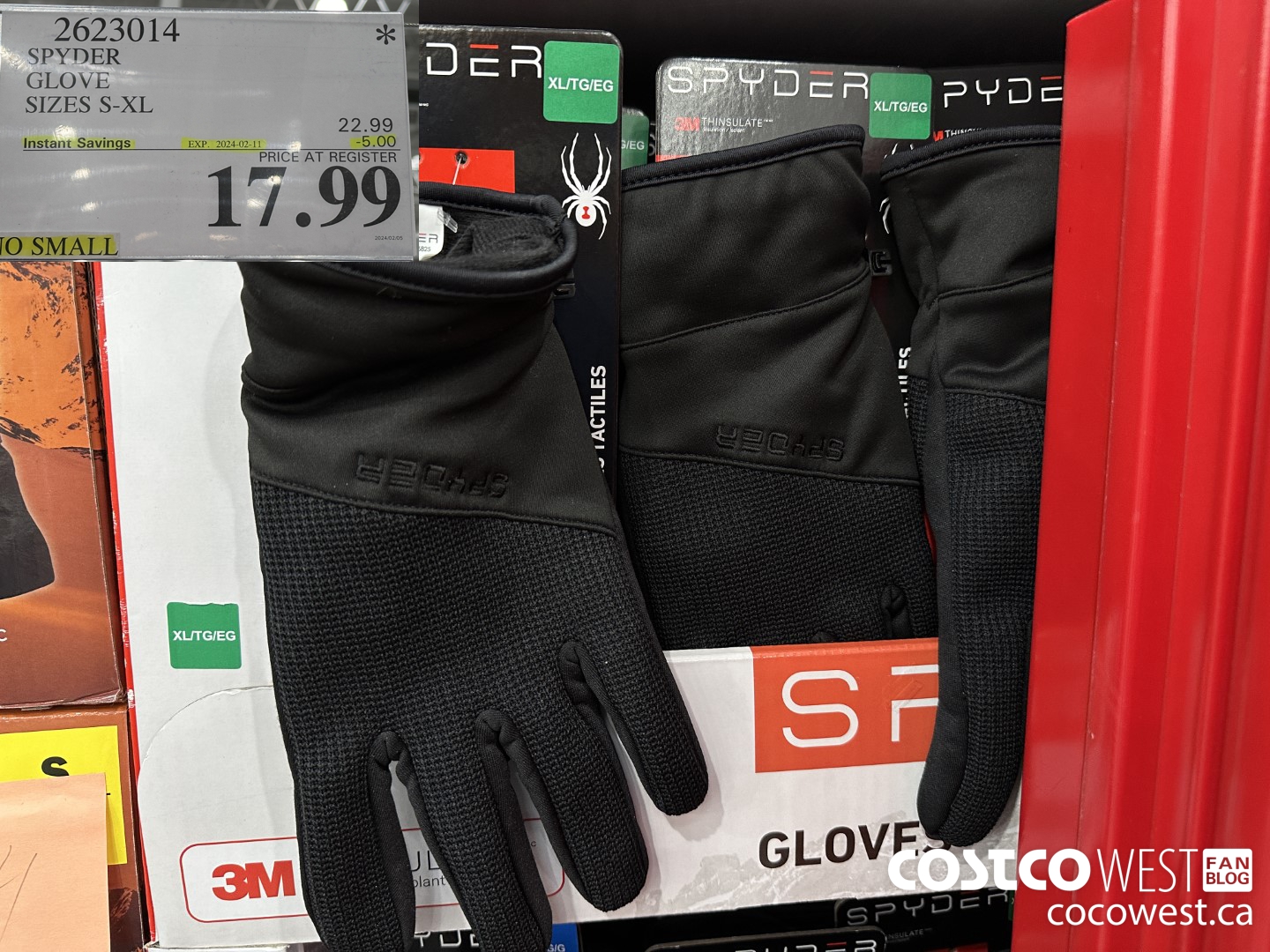 2623014 SPYDER GLOVE SIZES S-XL ($5.00 INSTANT SAVINGS EXPIRES ON 2024-02-11) $17.99